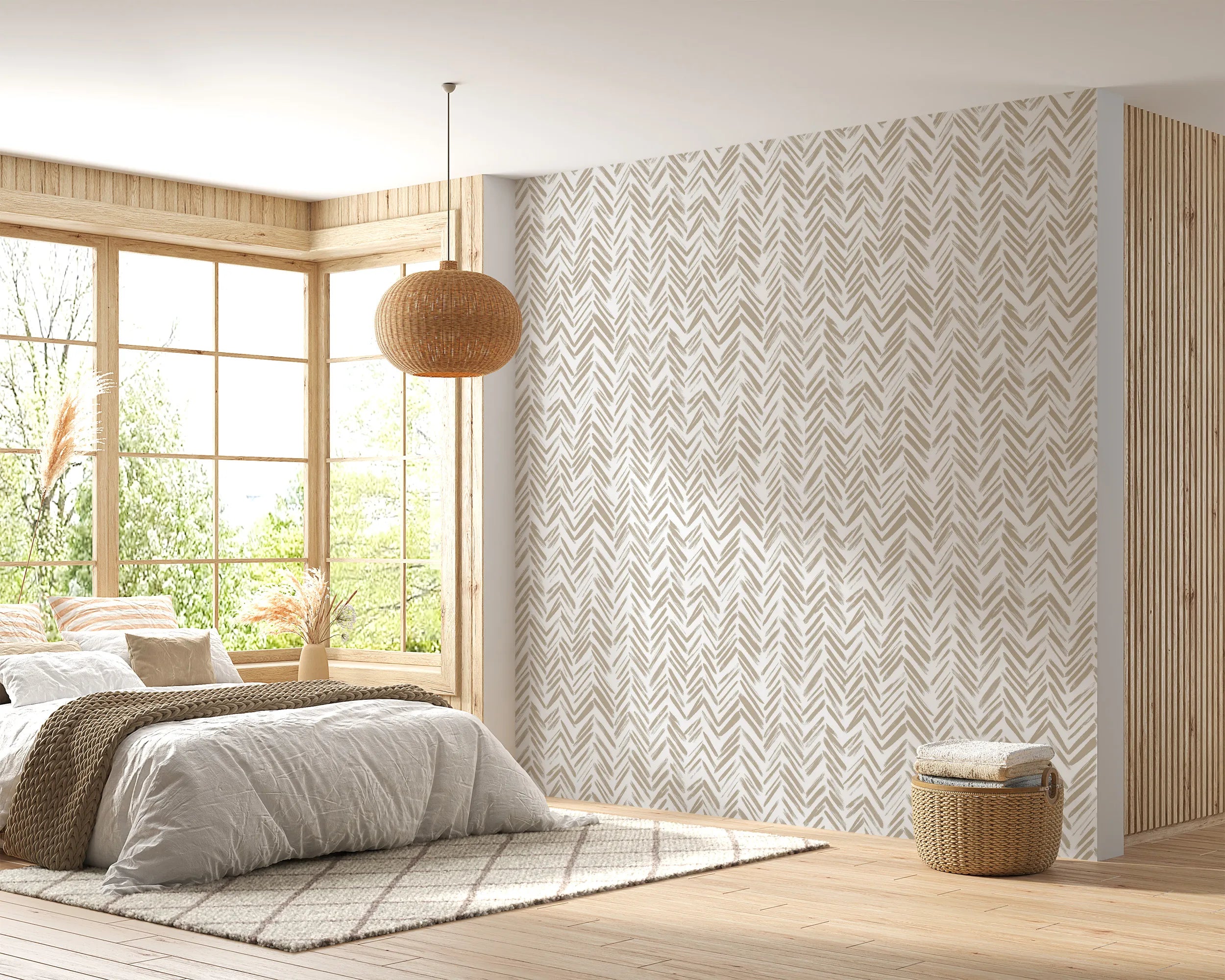 Seamless beige herringbone design