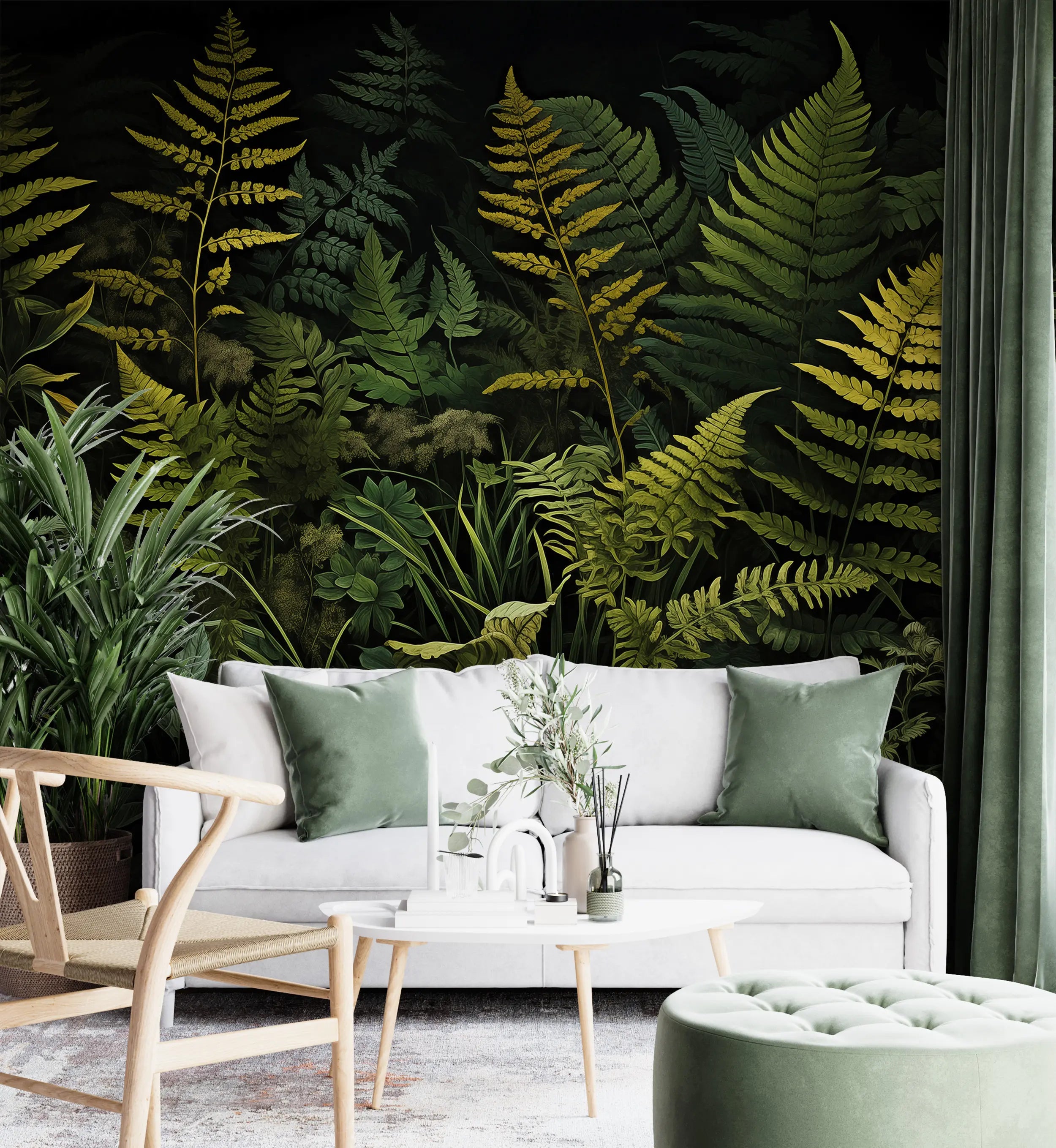 Dark Botanical Wallpaper Fern Design