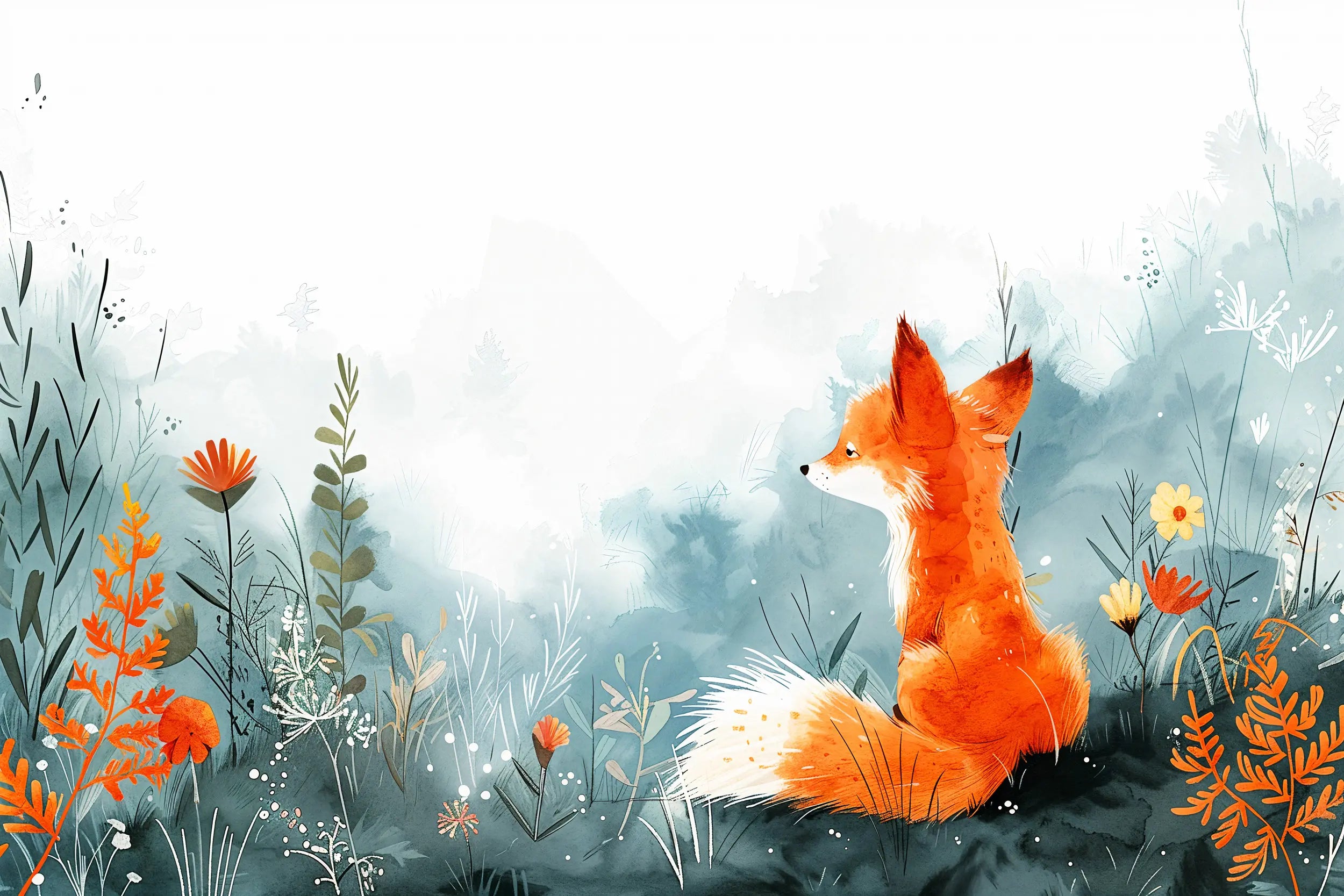 Cute fox animal wall mural