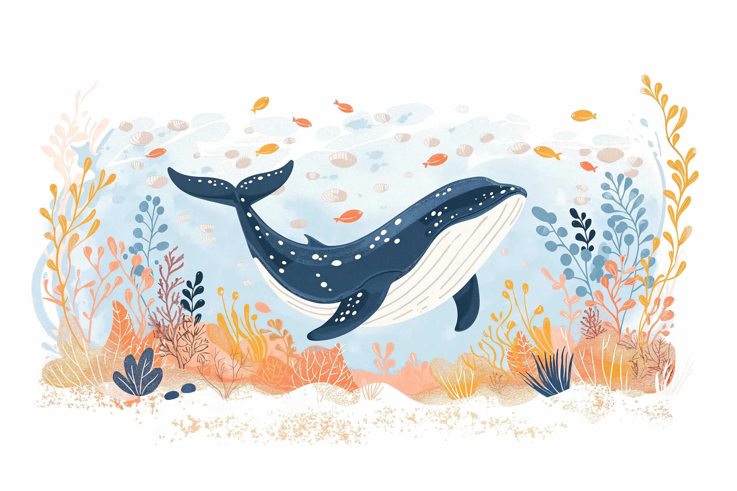 Whale and coral reef mural for nursery