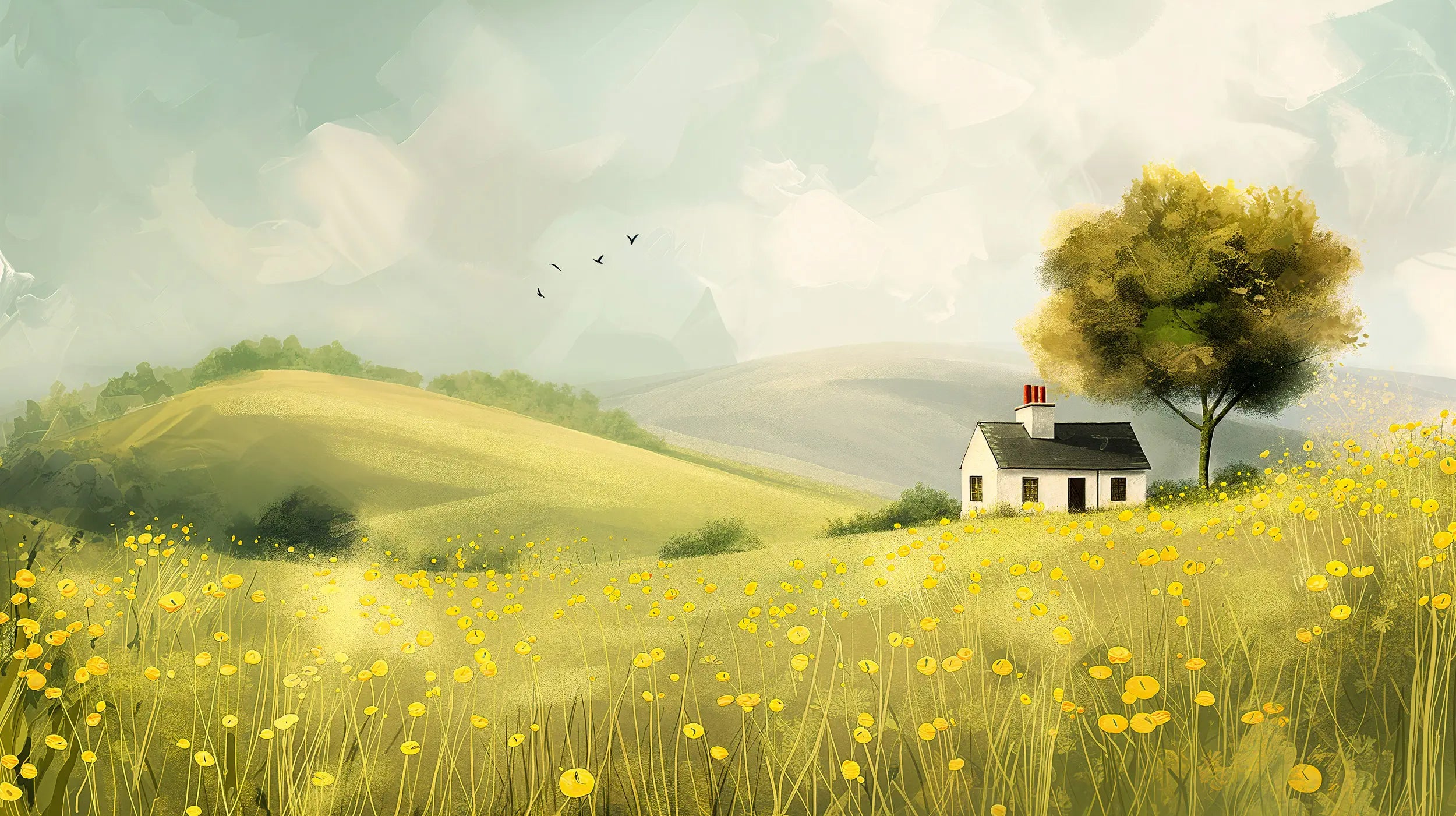 Green and yellow watercolor wallpaper