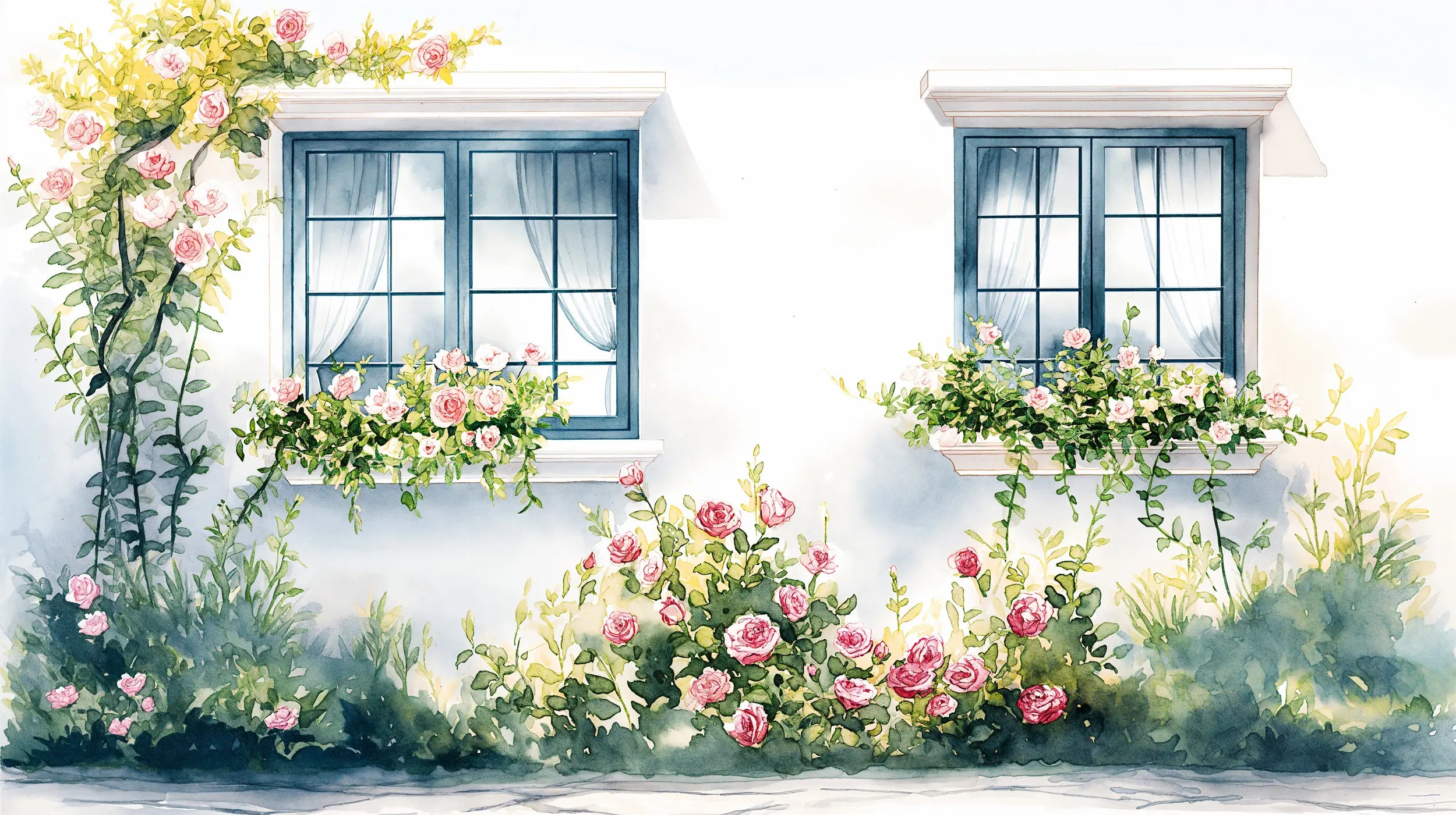 Rose garden watercolor wallpaper