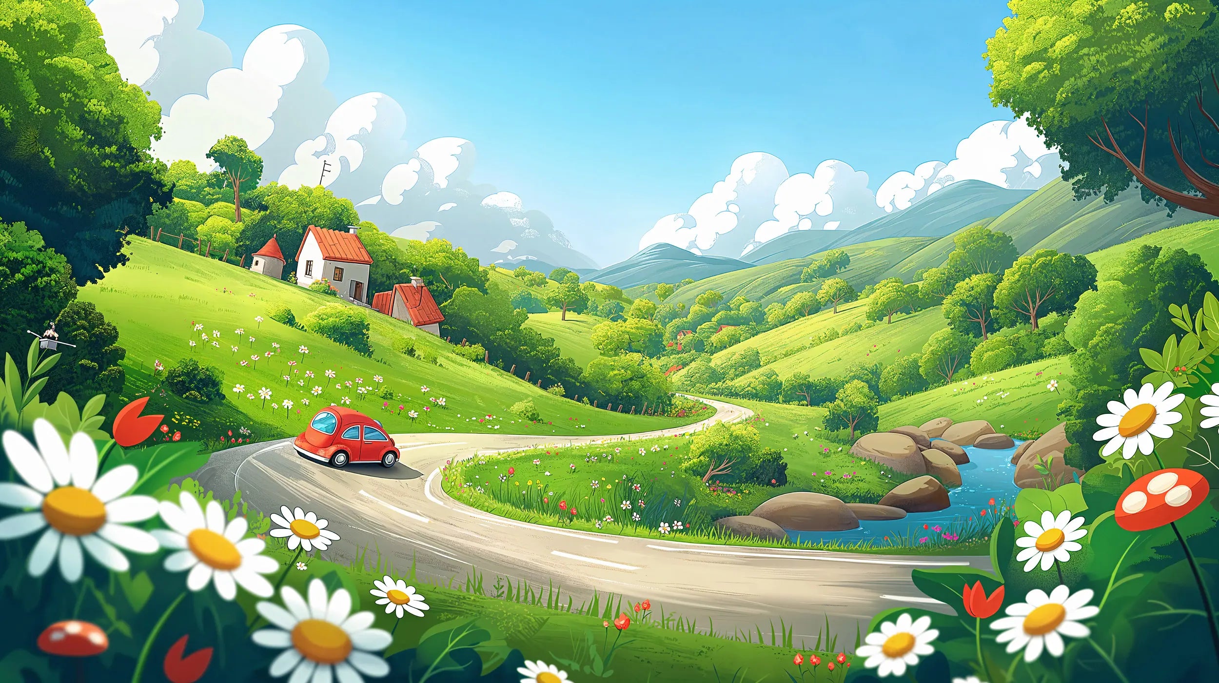 Nursery wall art with red car