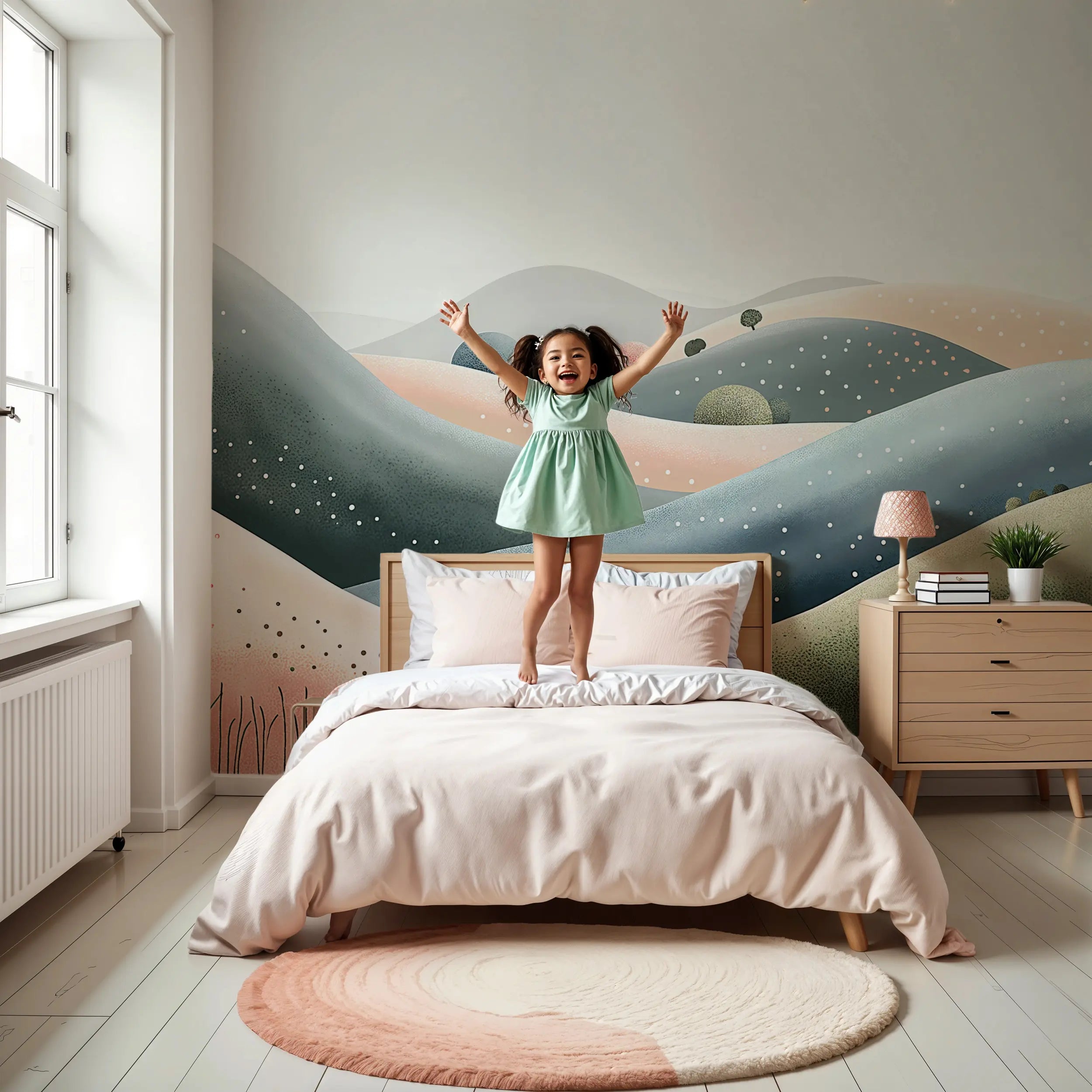 Pastel hills nursery wall mural