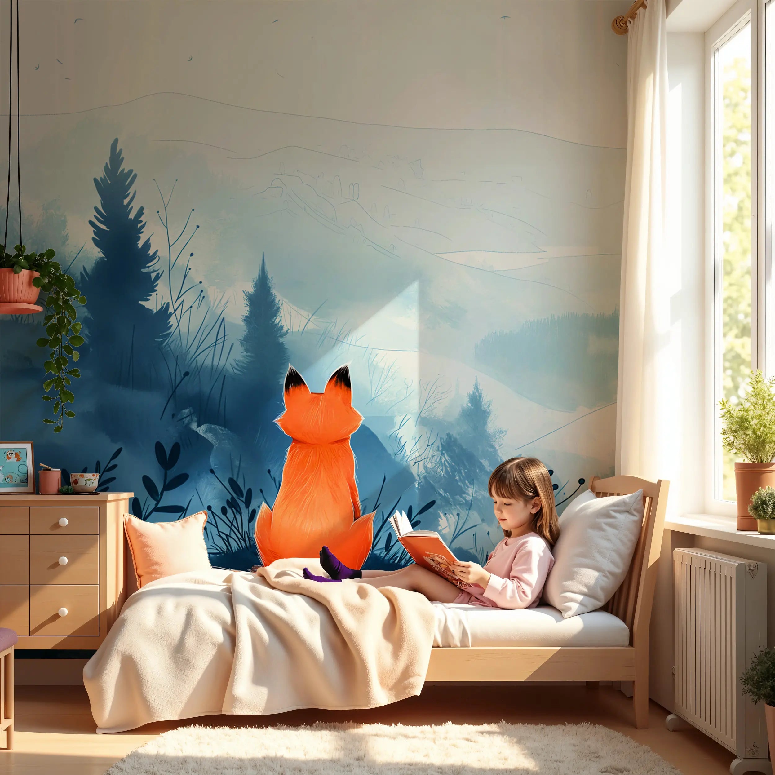 Blue nature wall mural