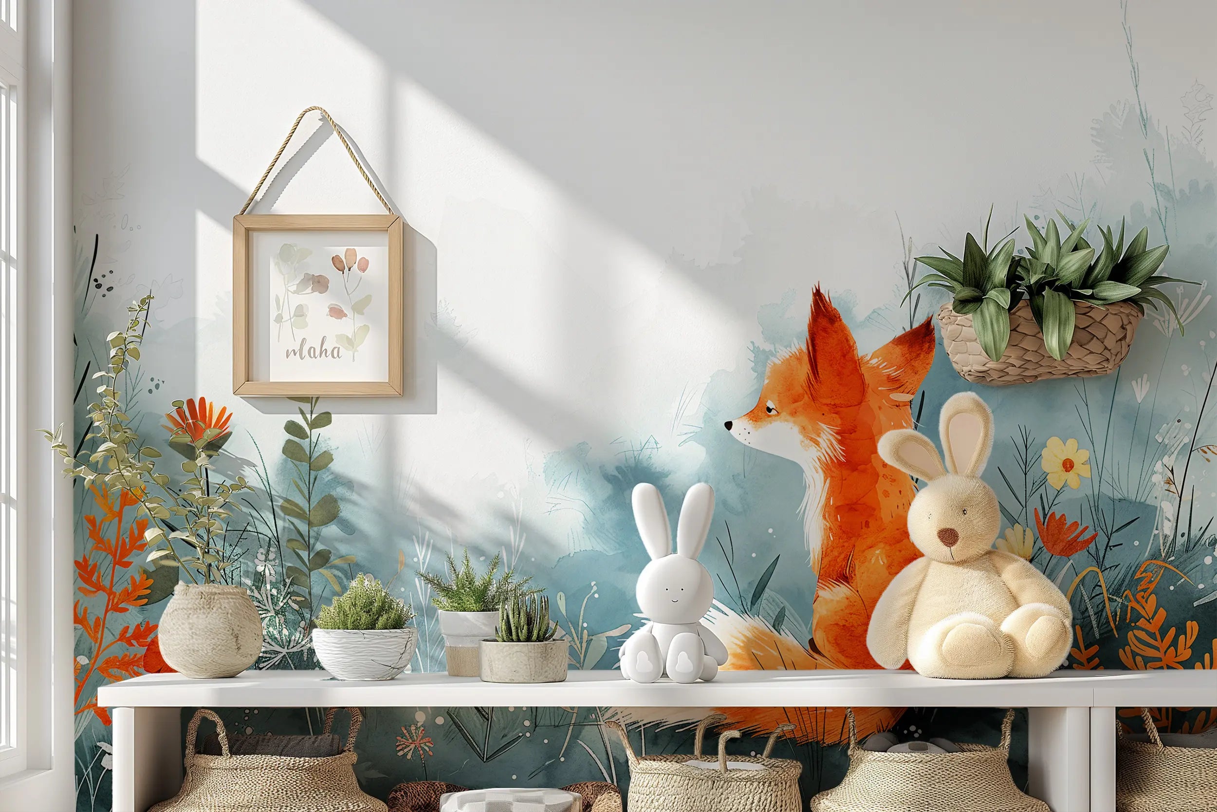 Kids room fox mural wallpaper