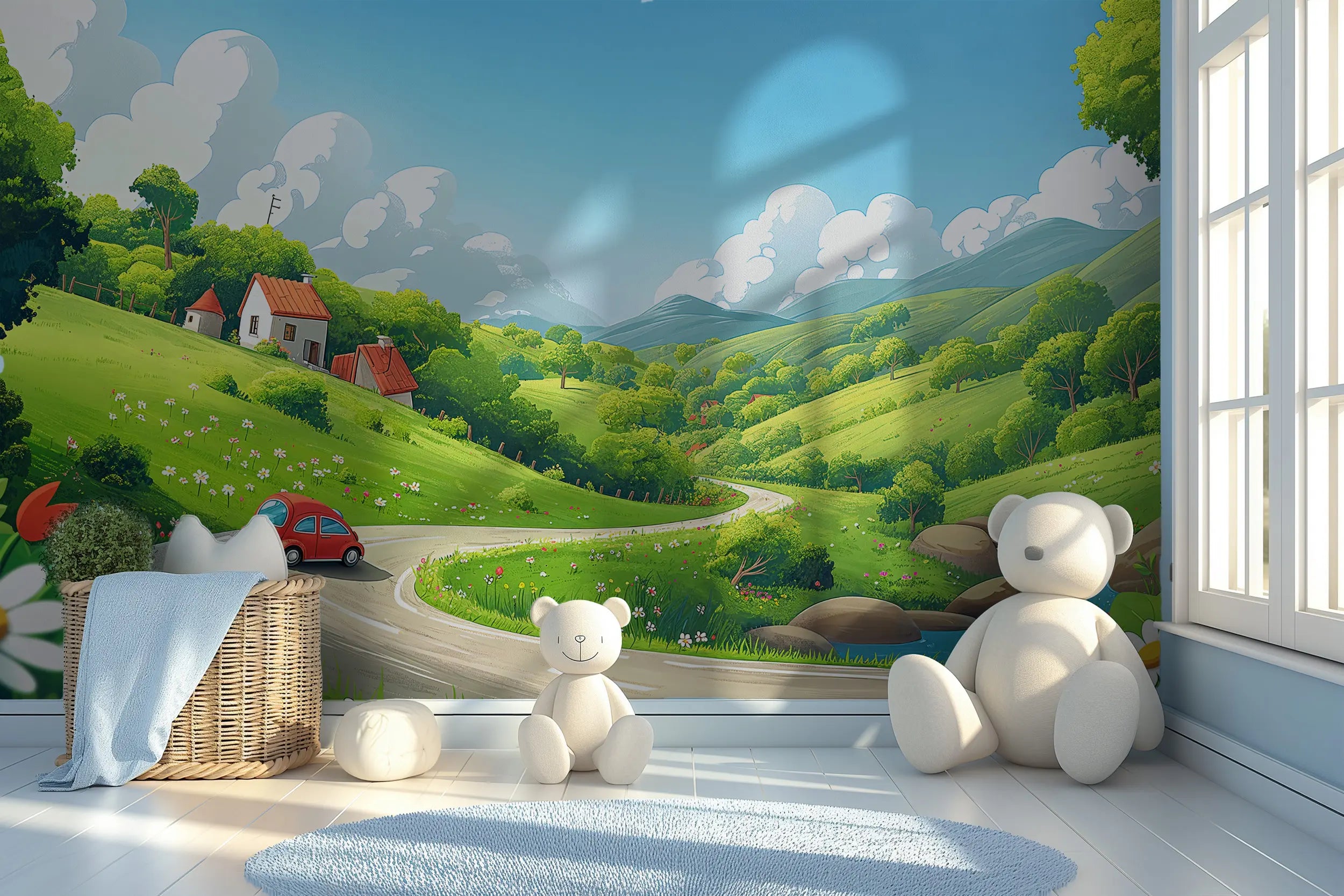 Pastoral scene wall sticker for kids