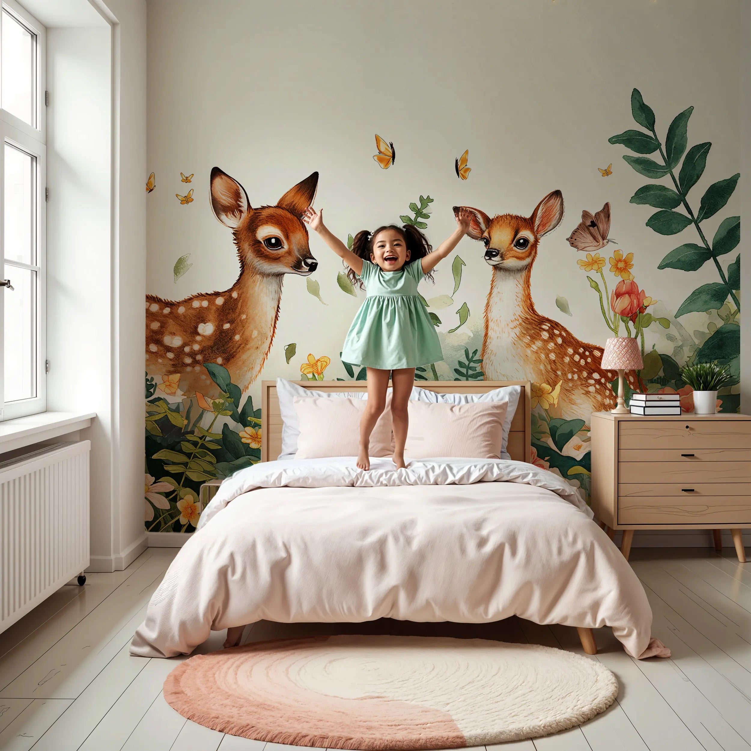 Woodland fawns wall mural
