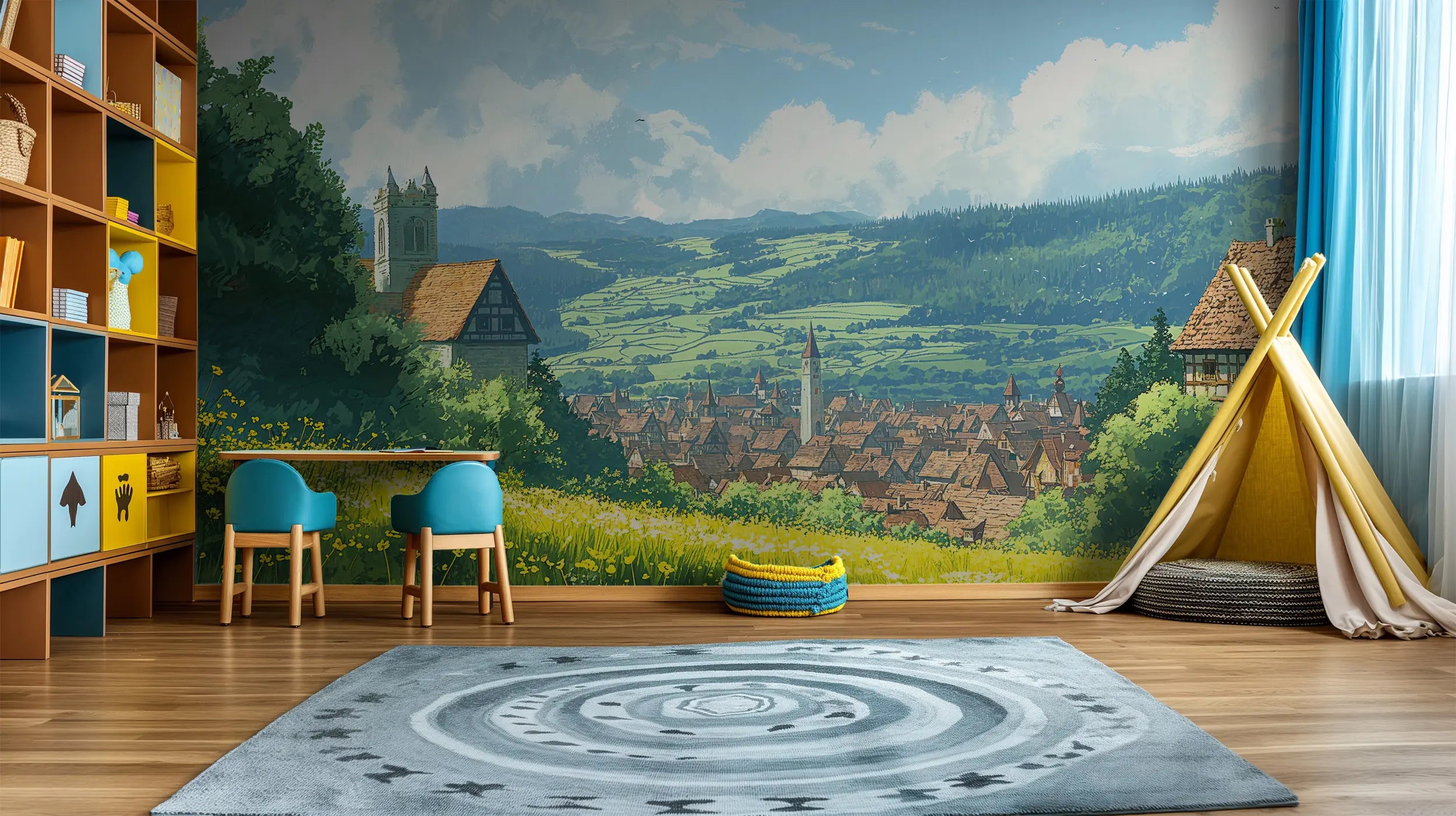 Temporary countryside wallpaper