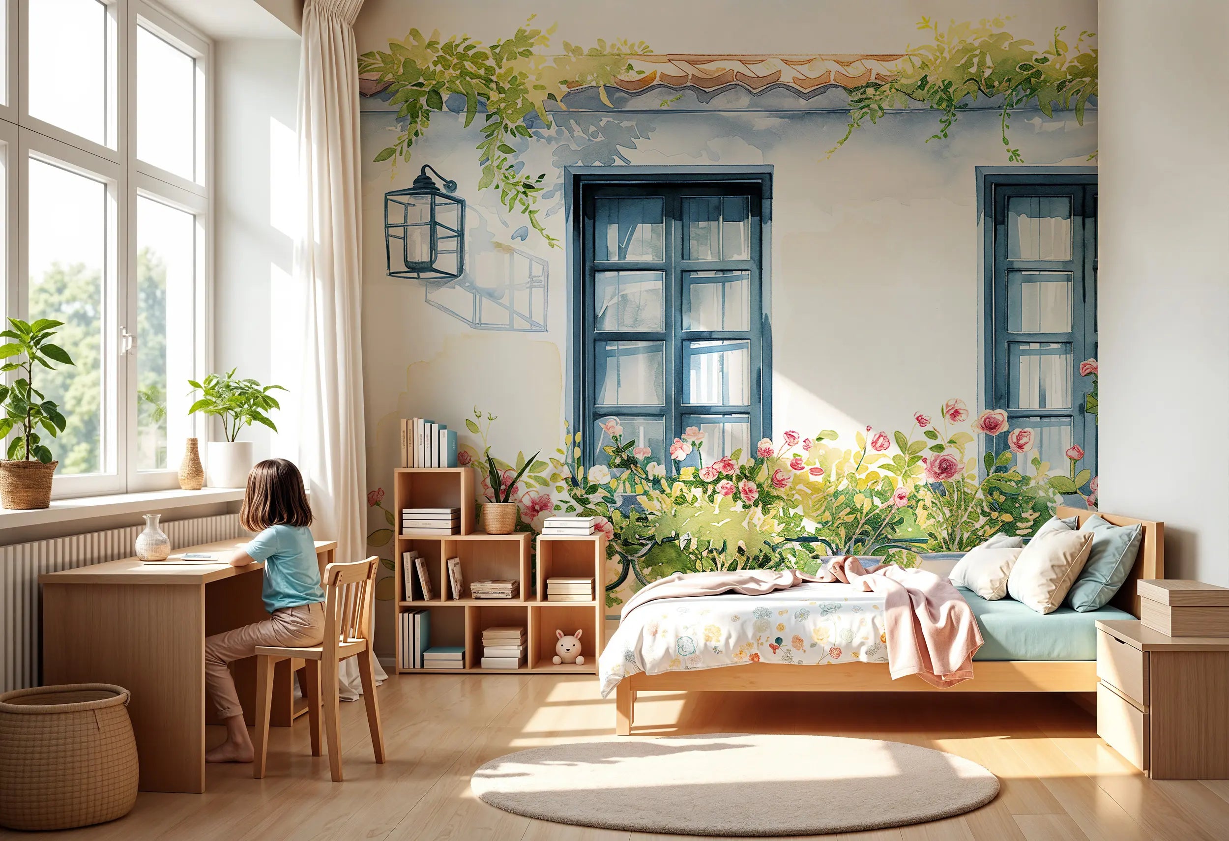 Removable floral wallpaper for kids