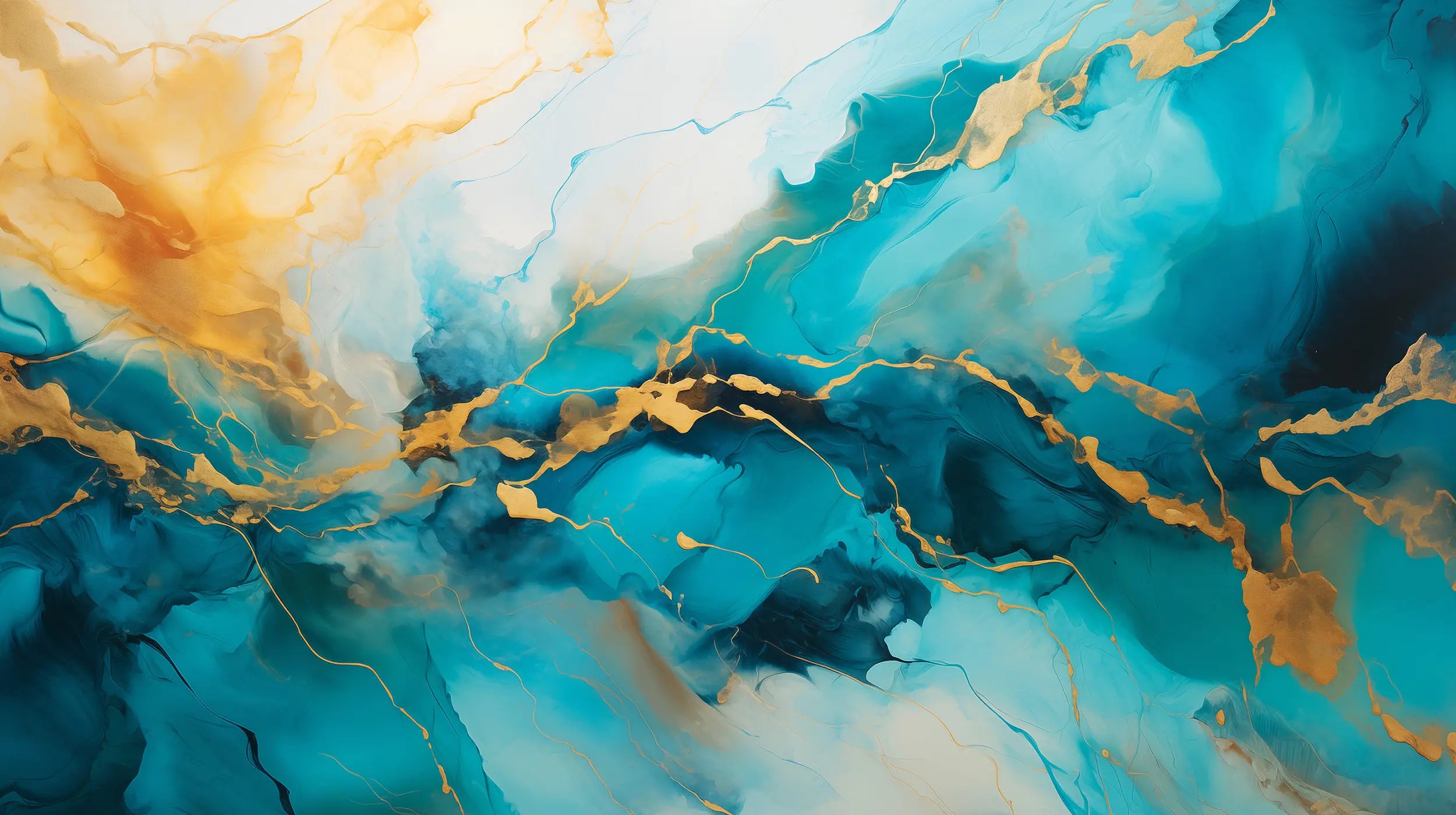 Teal and Gold Modern Art Wallpaper