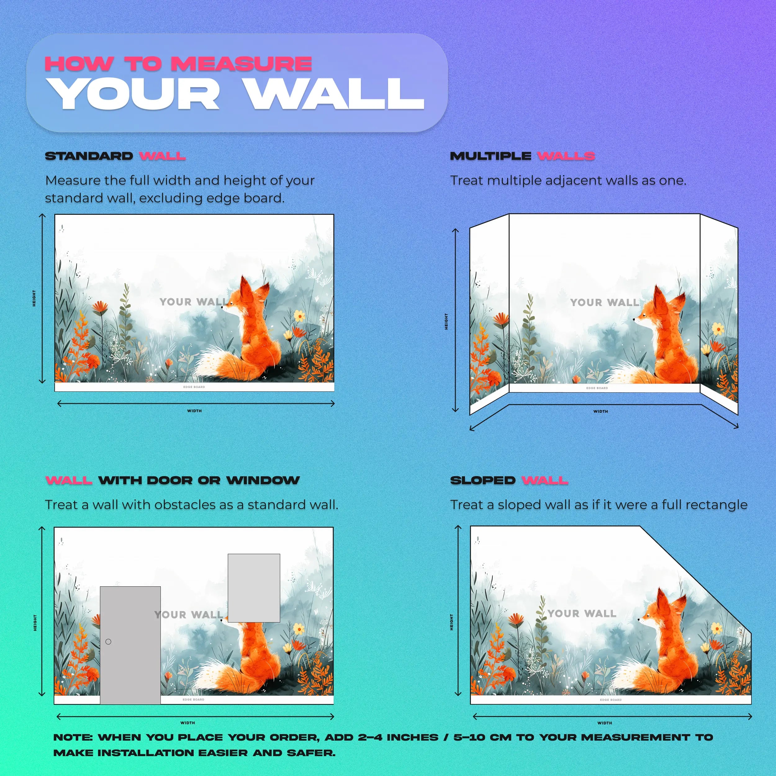 Peel and stick fox wall decal