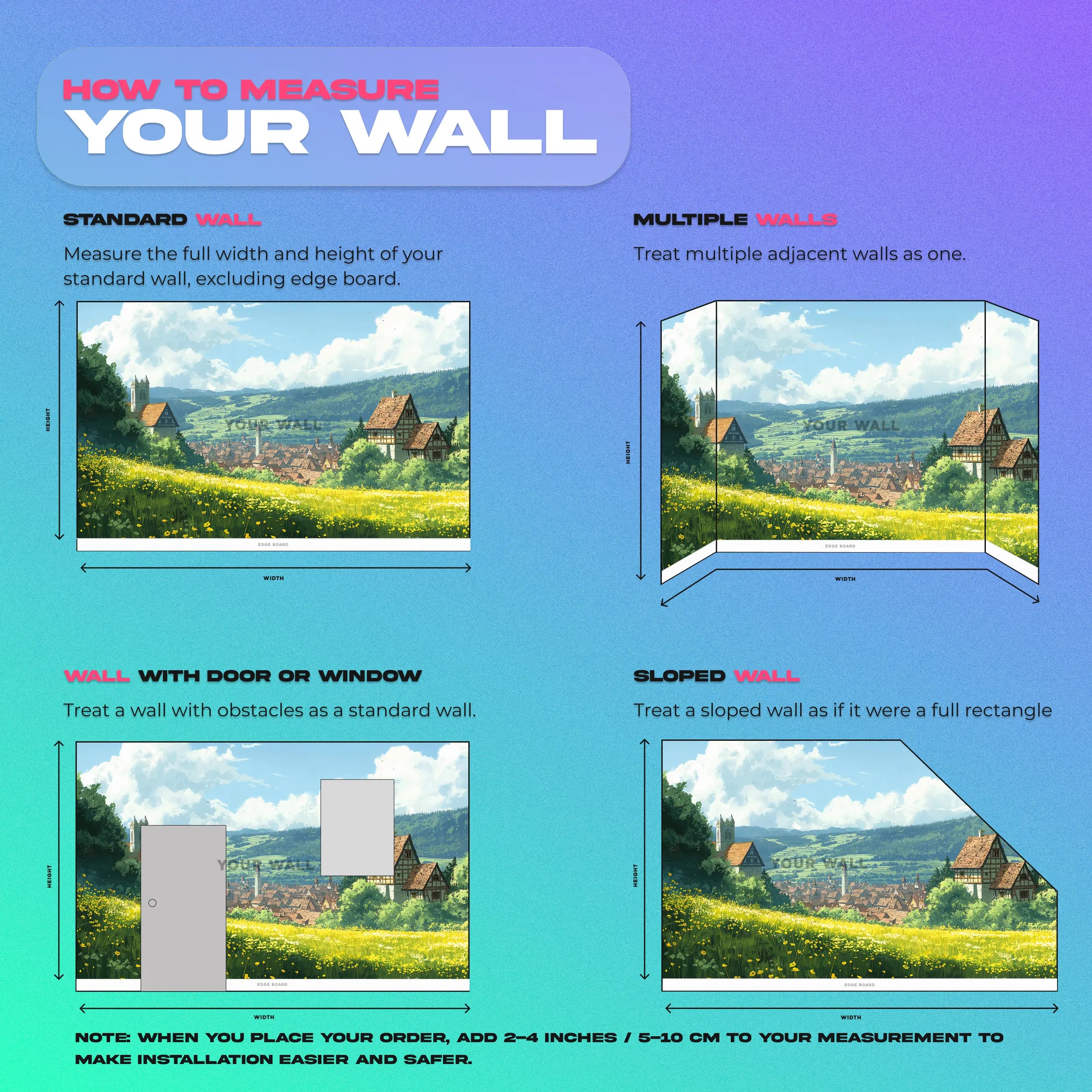 Removable village wallpaper for kids