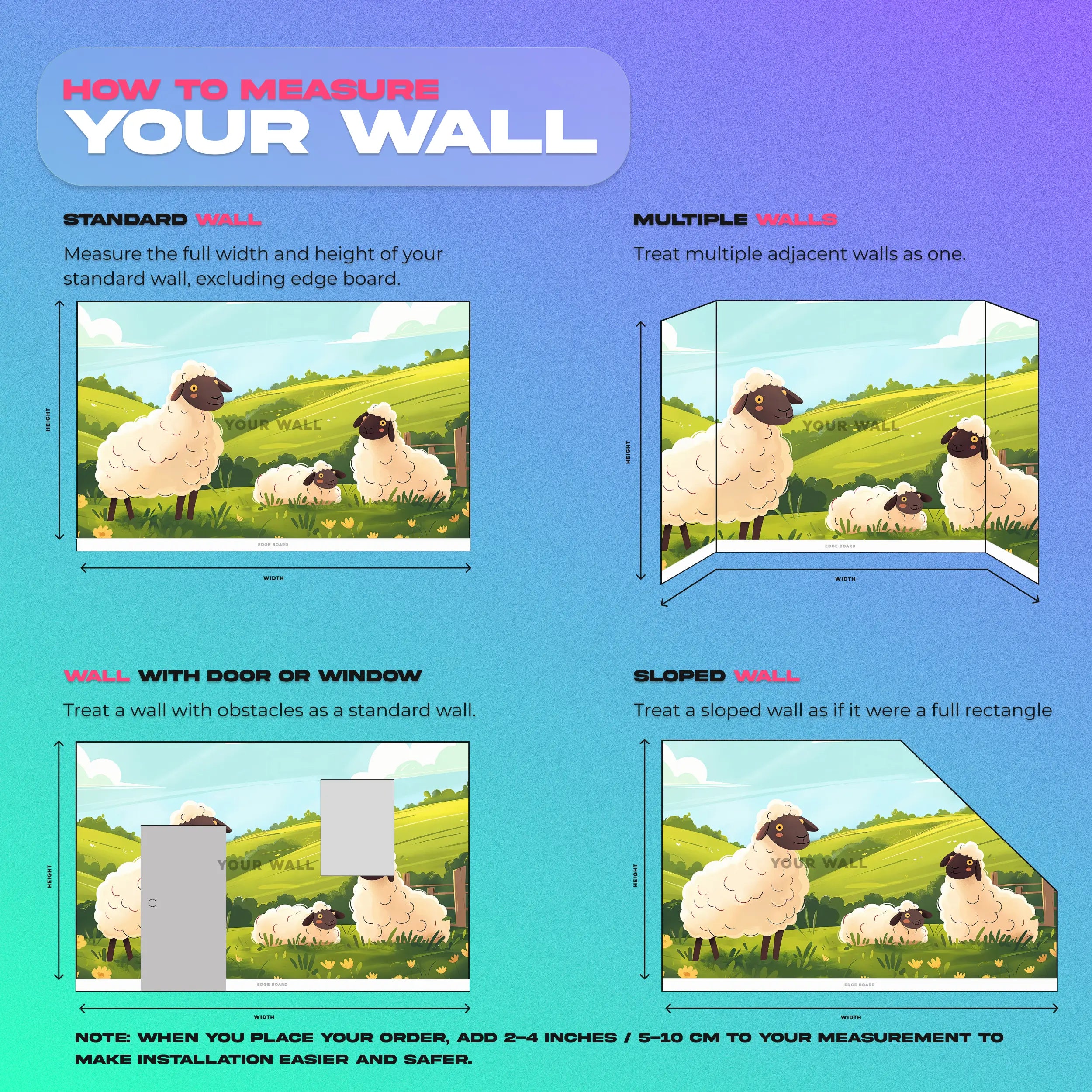 Self-adhesive sheep wall decal