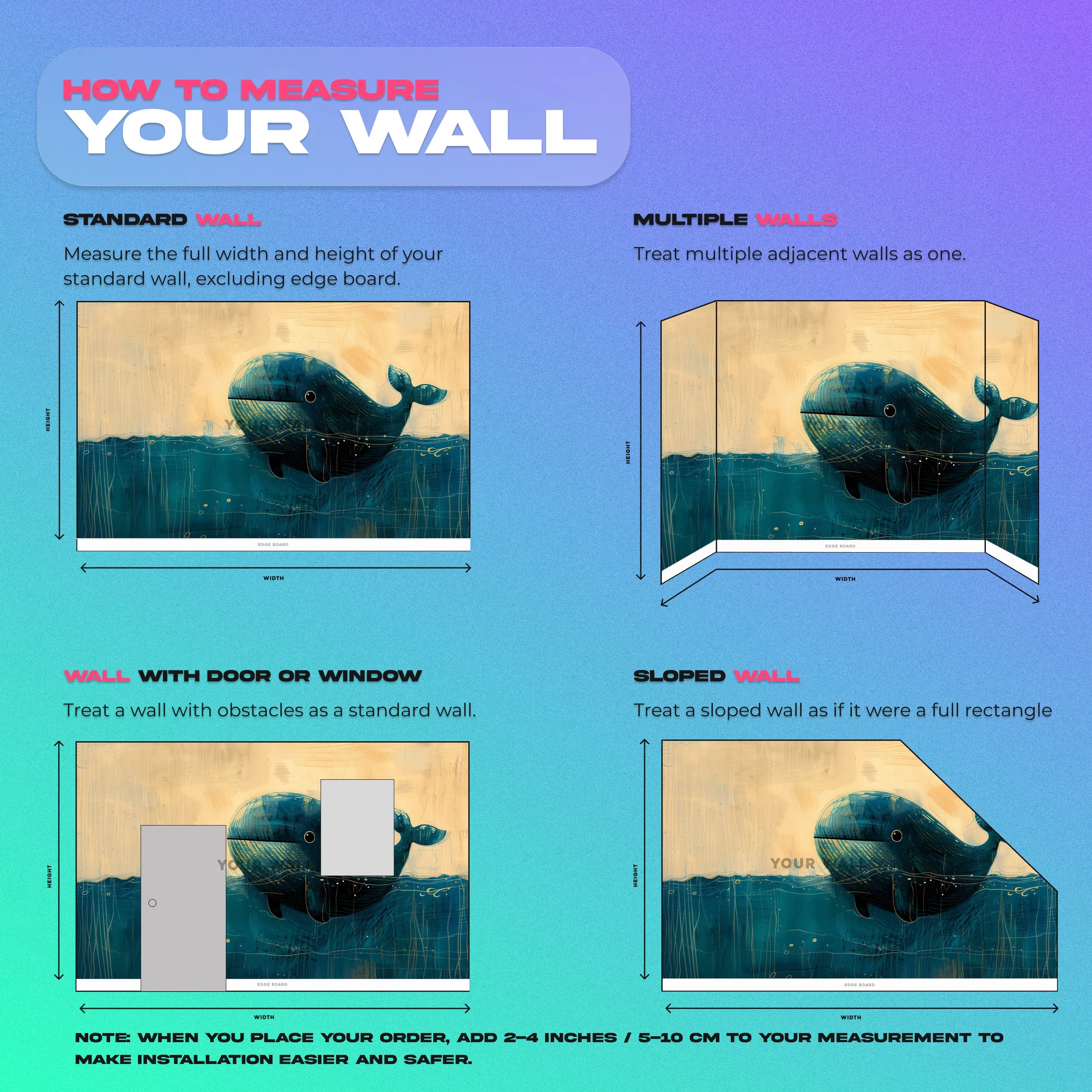 Peel and stick whale mural