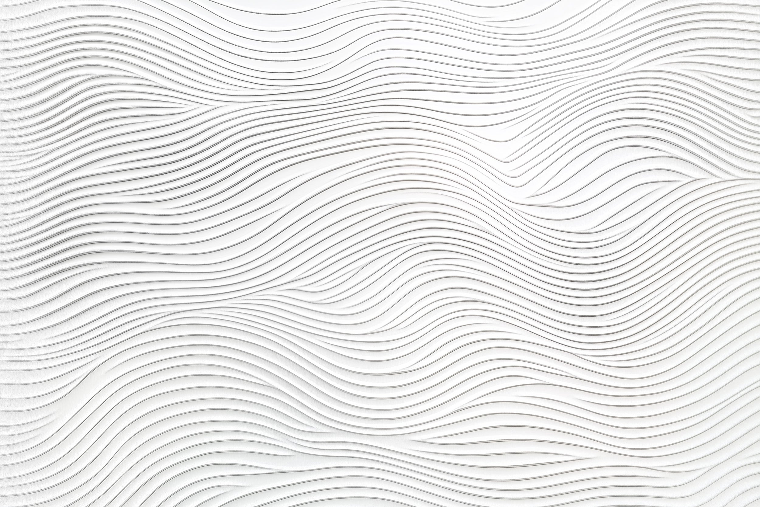 Neutral white and gray peel and stick wall mural with flowing abstract wave lines for modern living rooms or offices