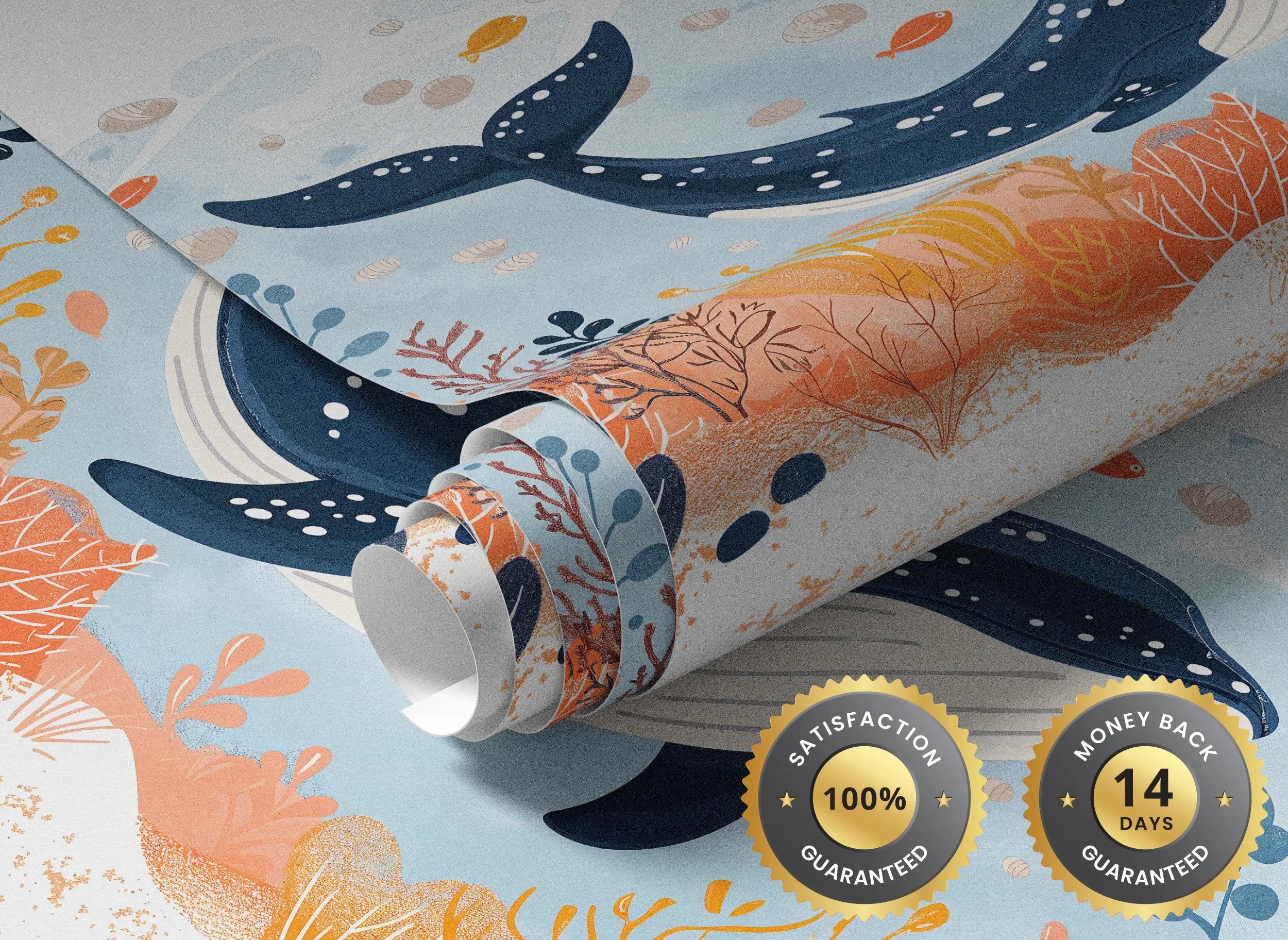 Peel and stick whale mural