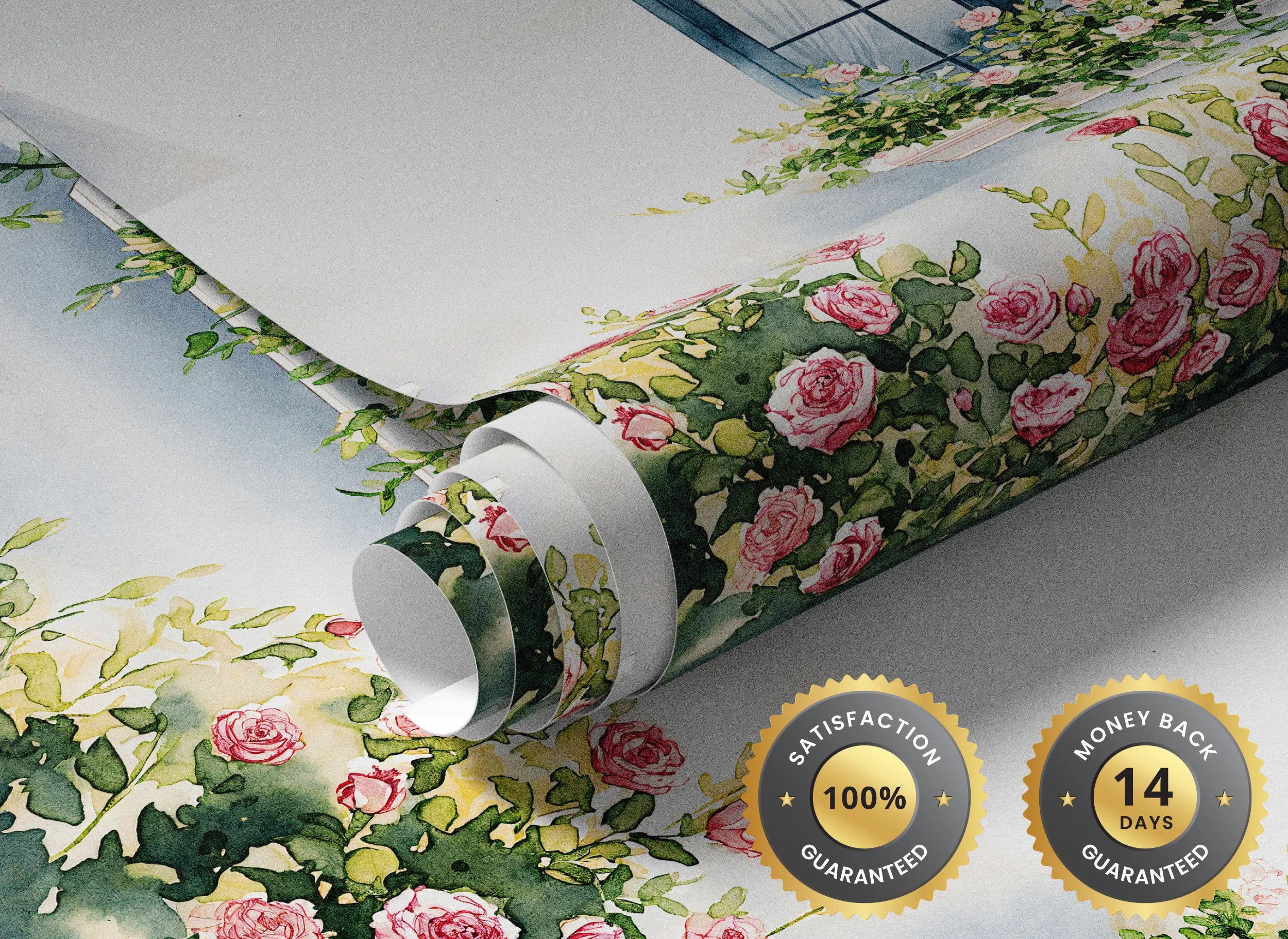 Removable pink rose wallpaper