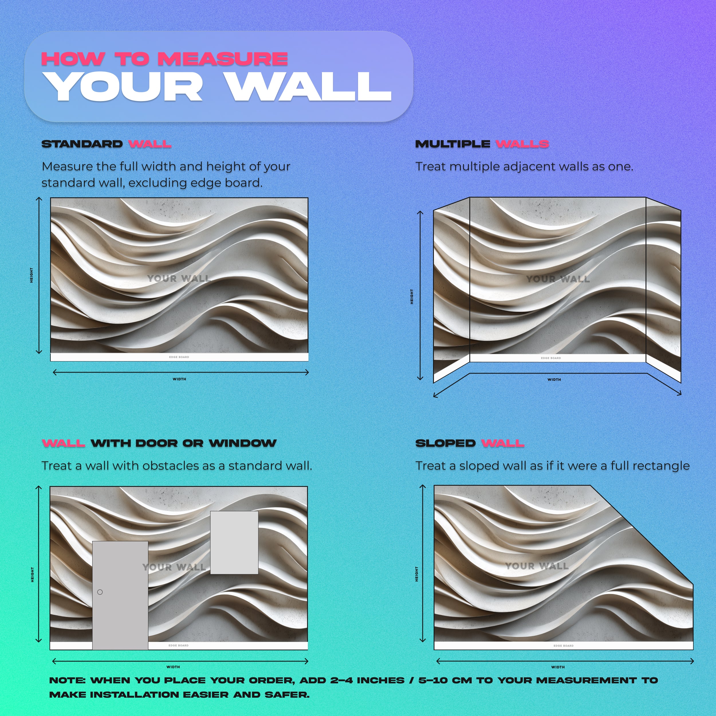 3D wave mural in neutral beige and white tones, sculptural flowing design with modern wall art style and customizable sizing