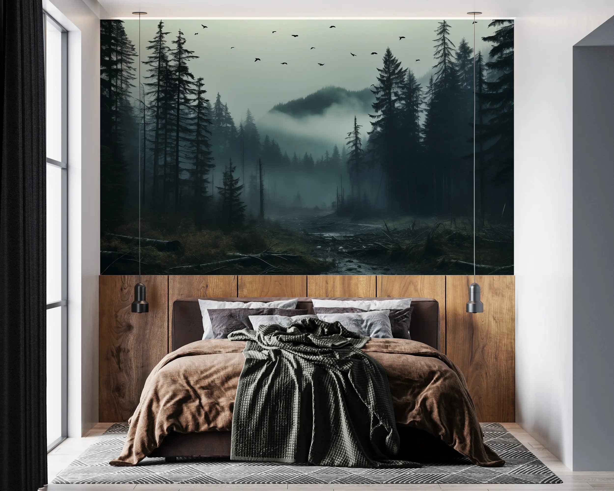 Foggy Forest Self-Adhesive Mural