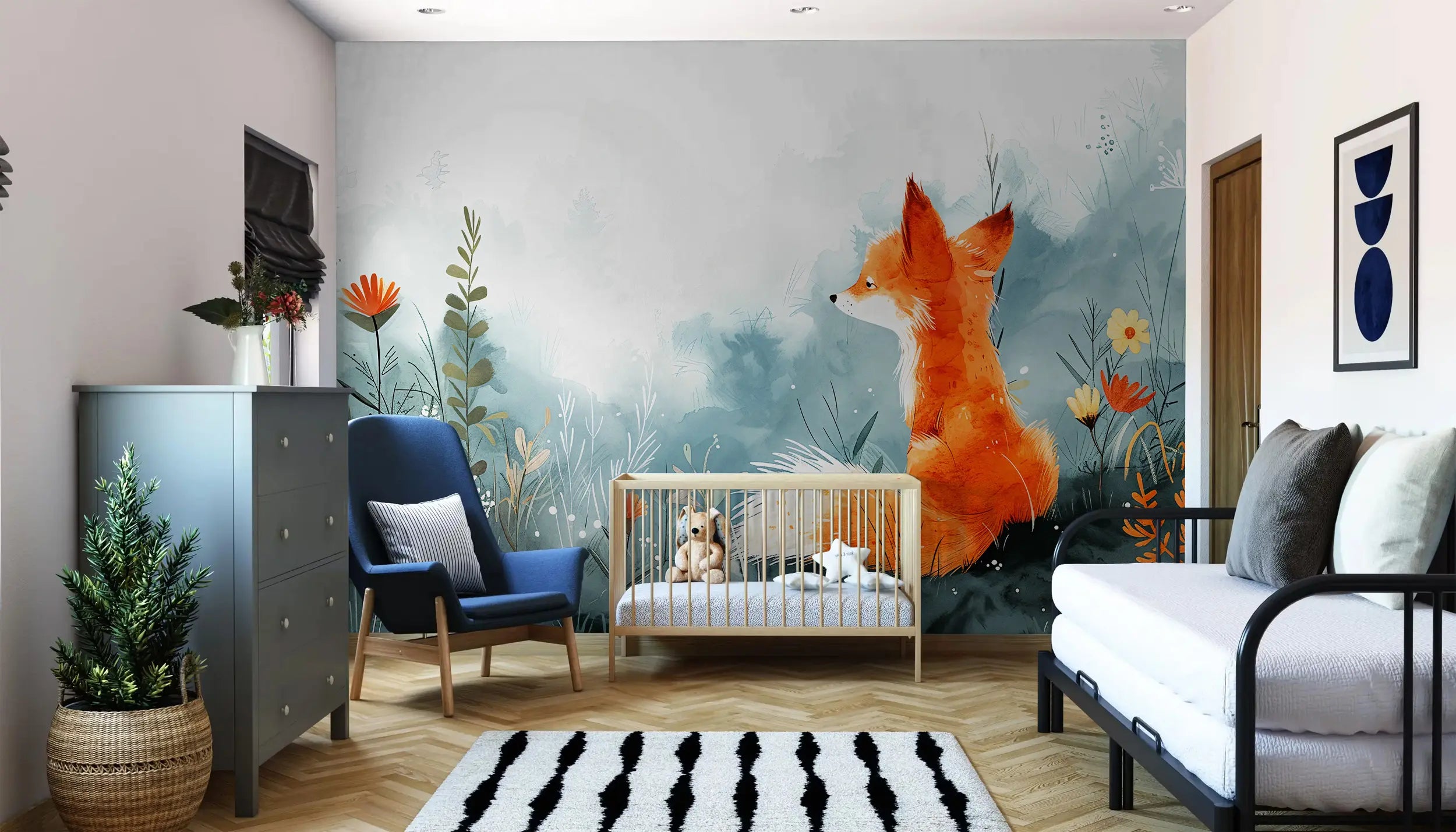 Fox wallpaper for kids room