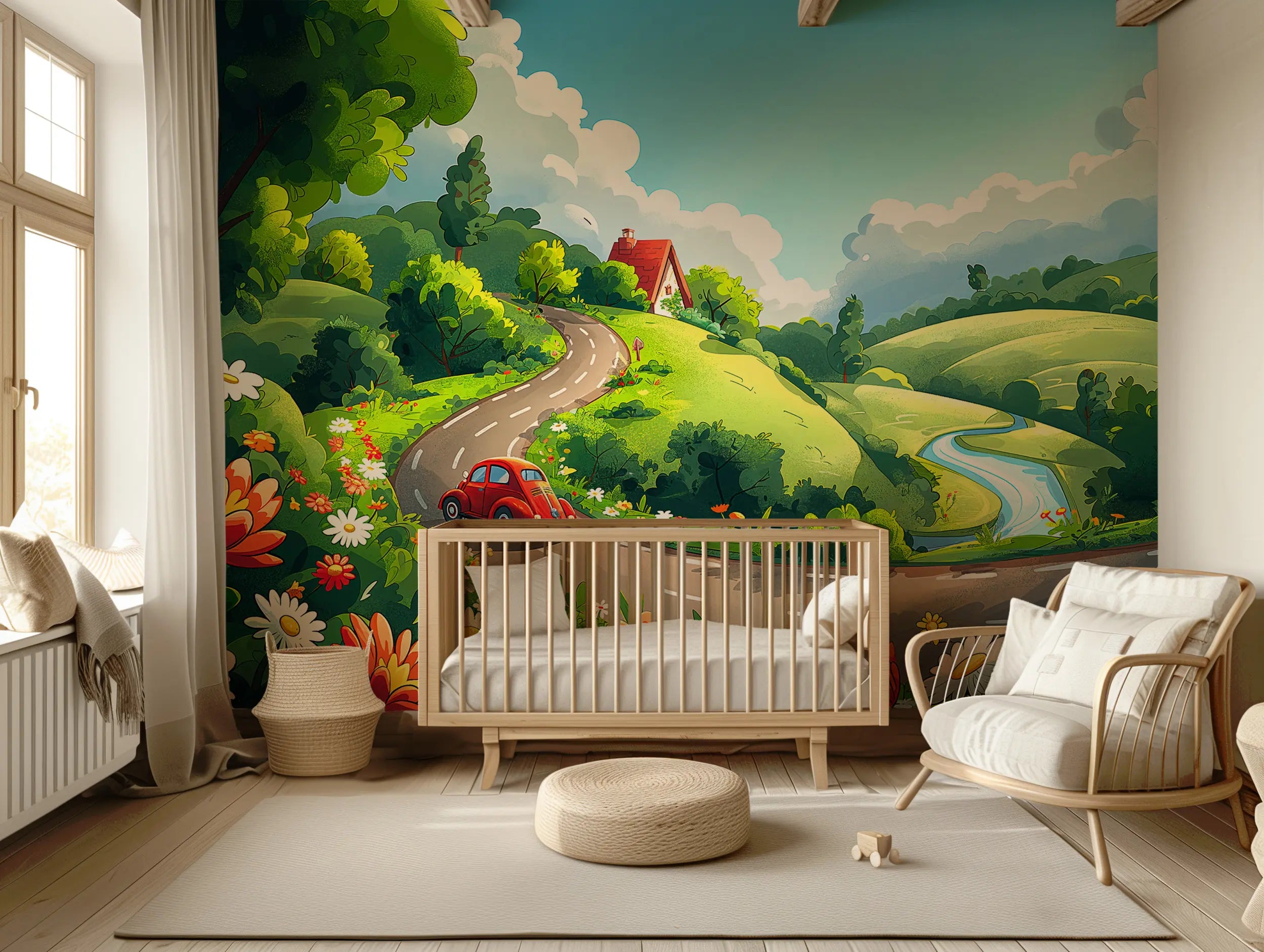Pastoral landscape wall decal