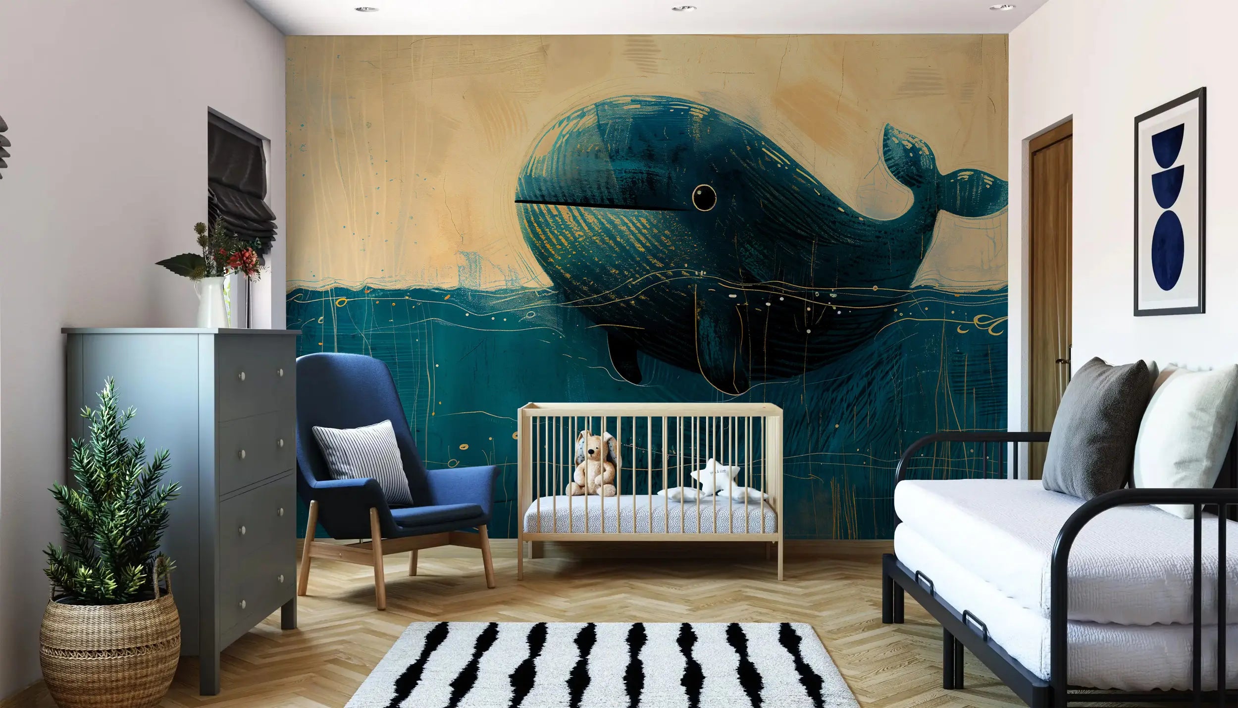 Watercolour whale wall art