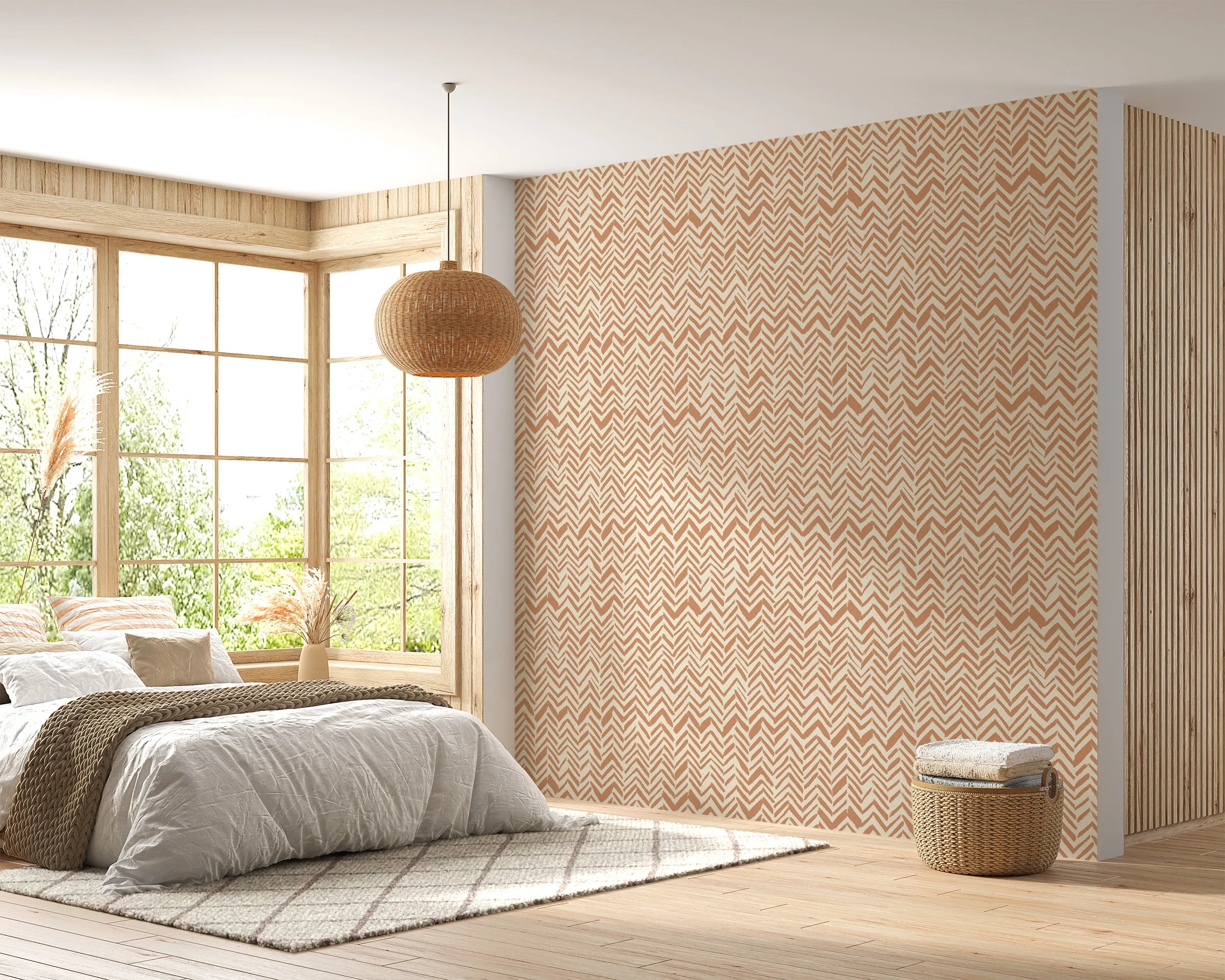 Self-adhesive herringbone wall decor