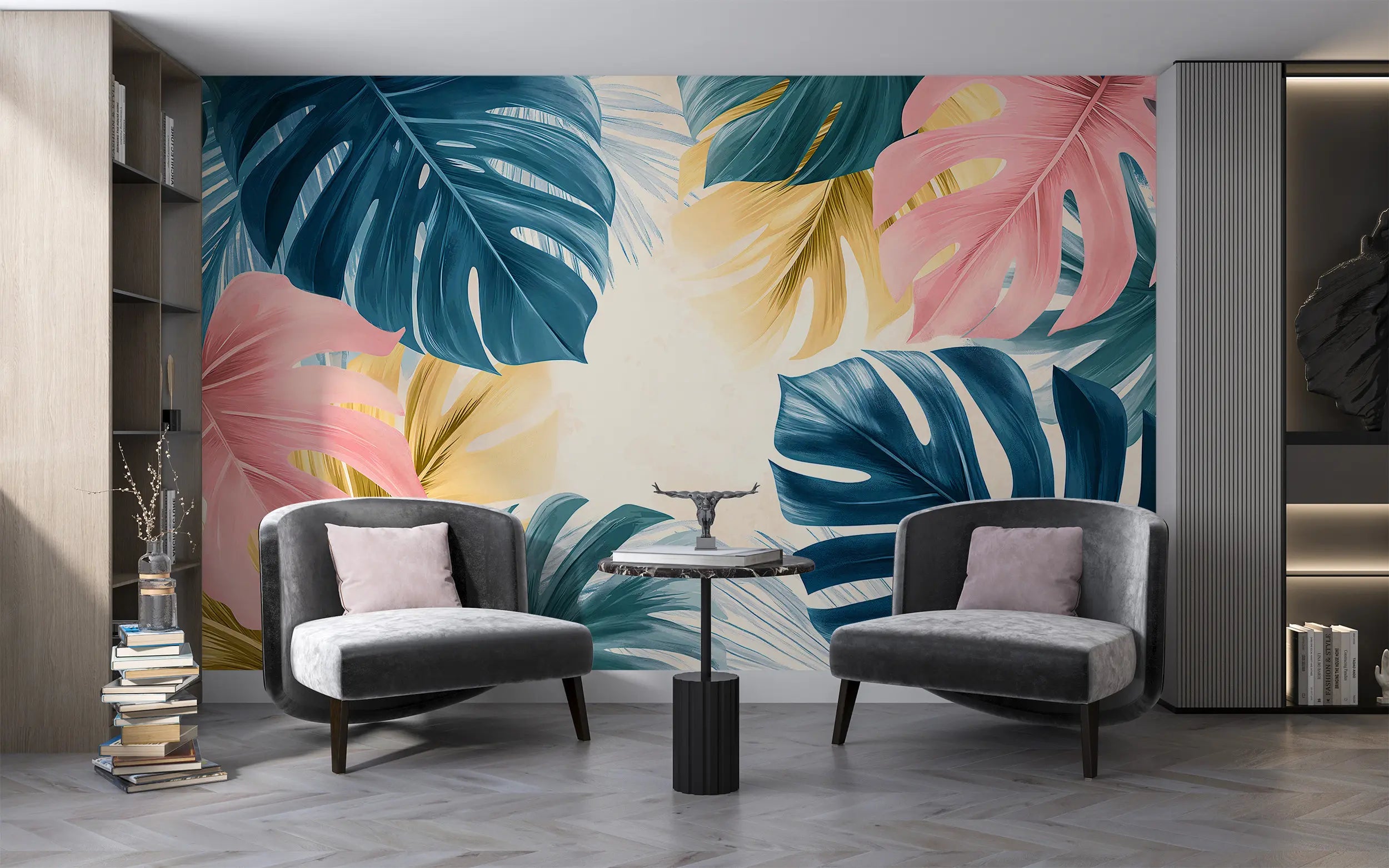 Renters-friendly tropical wallpaper