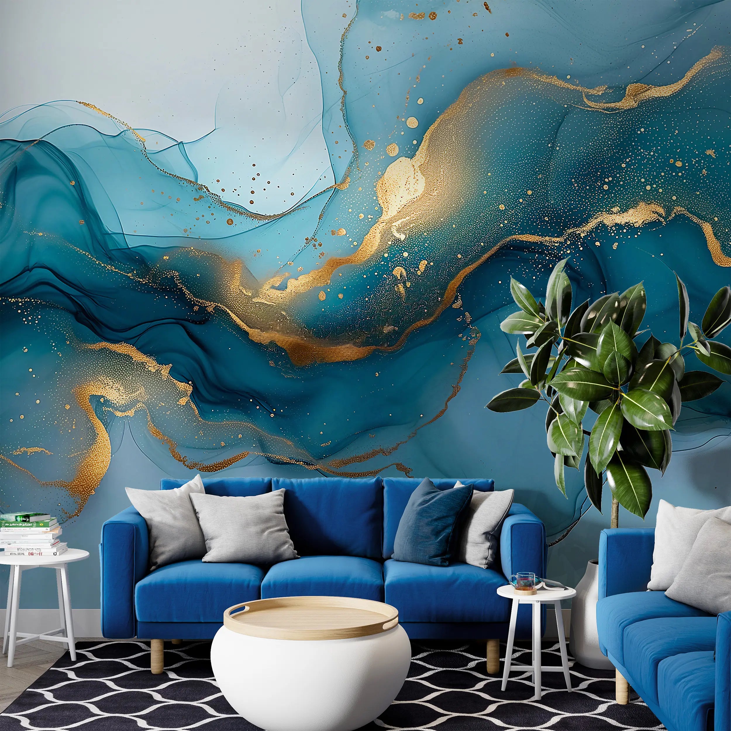 Water-resistant peel and stick mural