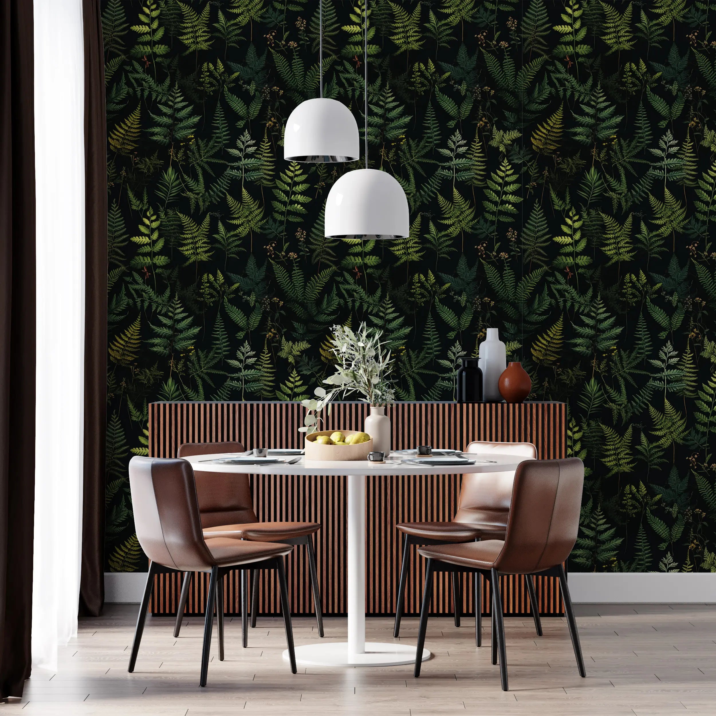 Dark Leafy Forest Wall Covering