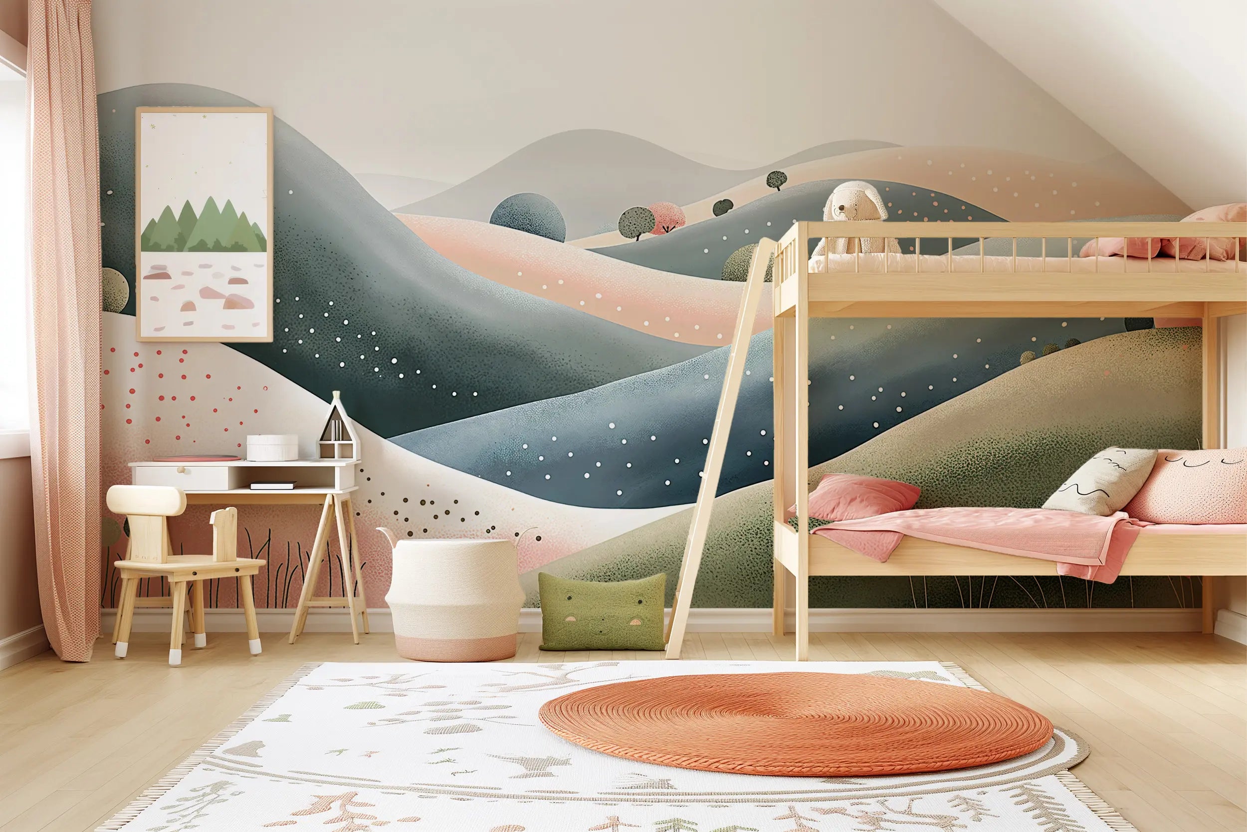 Cute baby room pastel mural