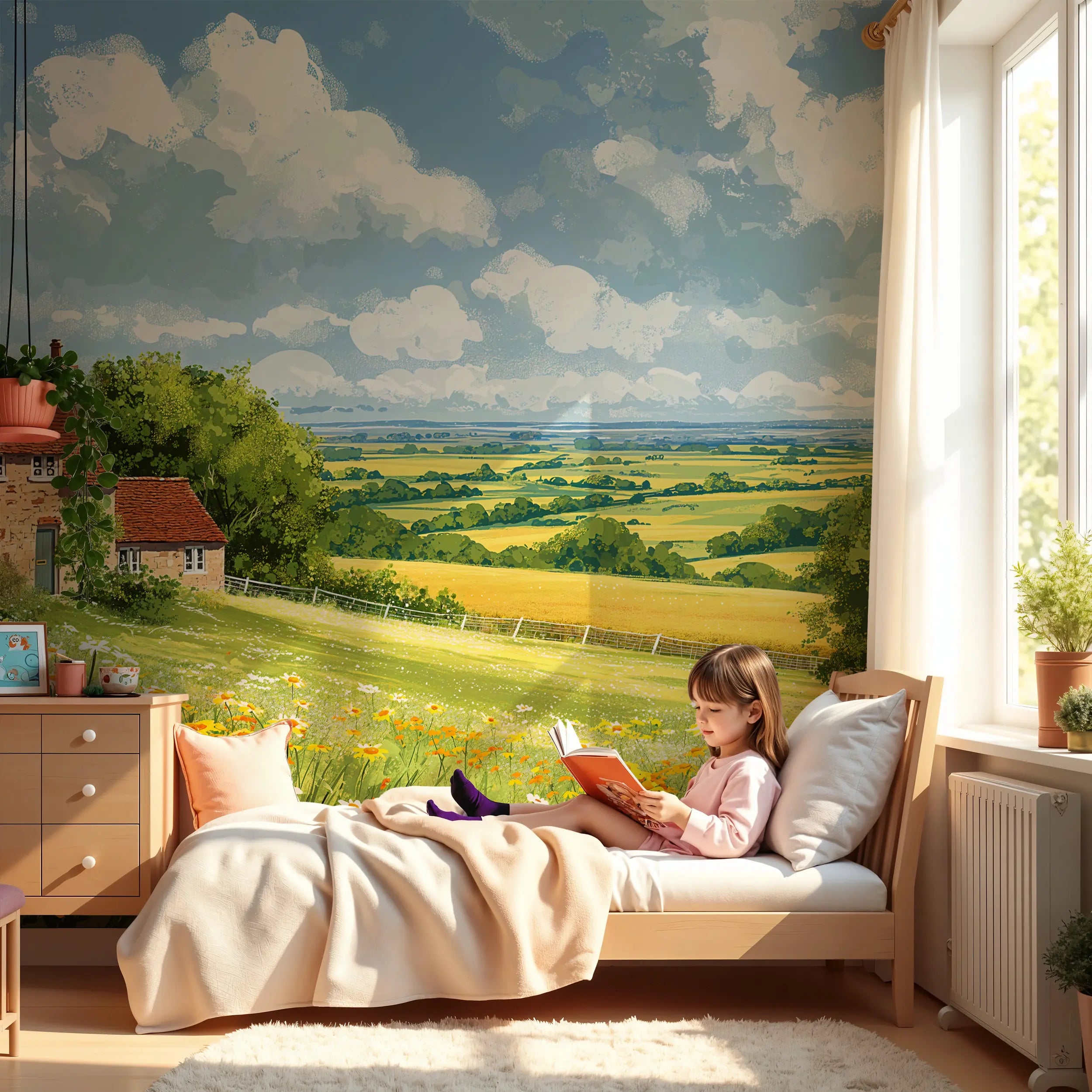 Removable landscape wallpaper