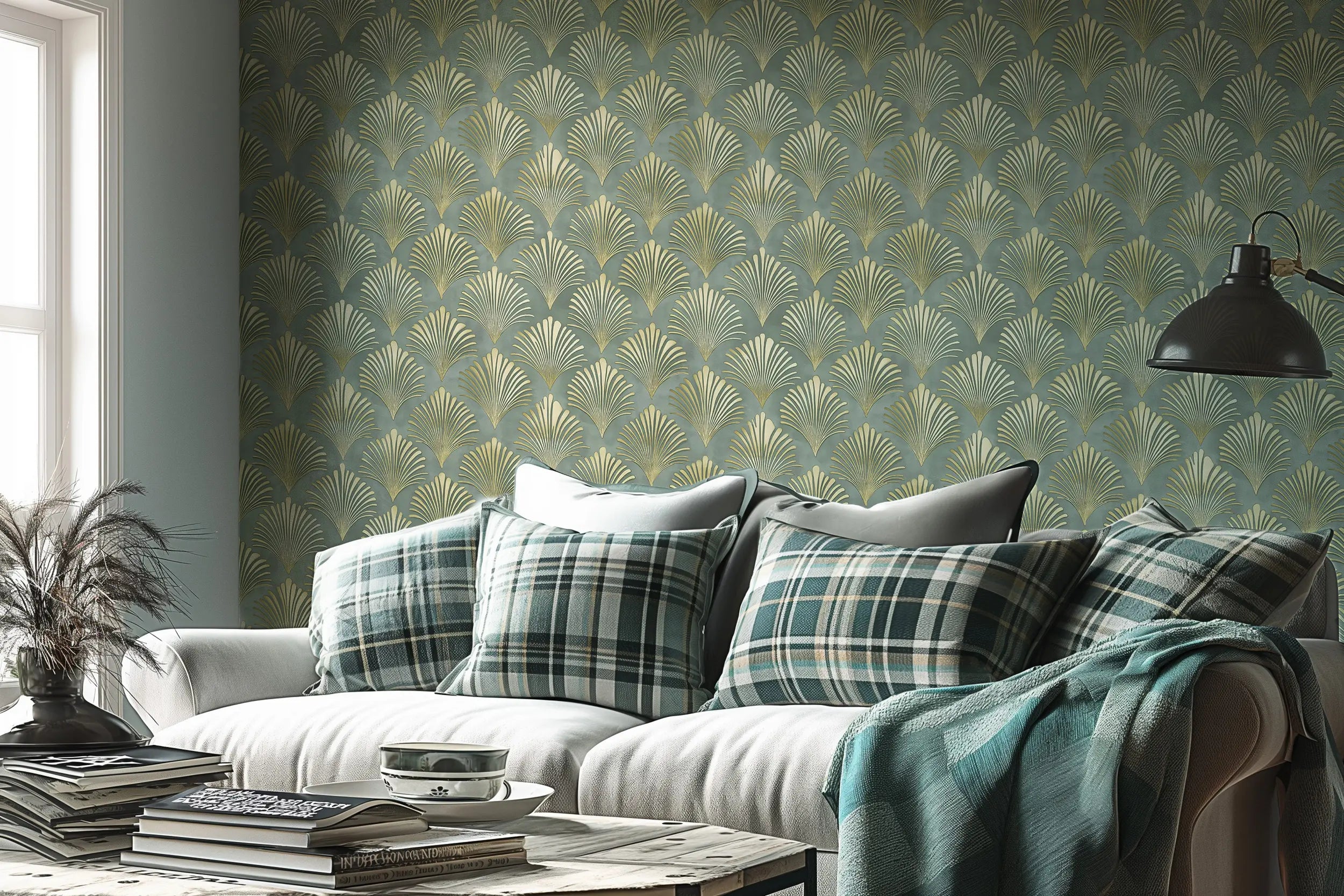 Art deco geometric design wallpaper