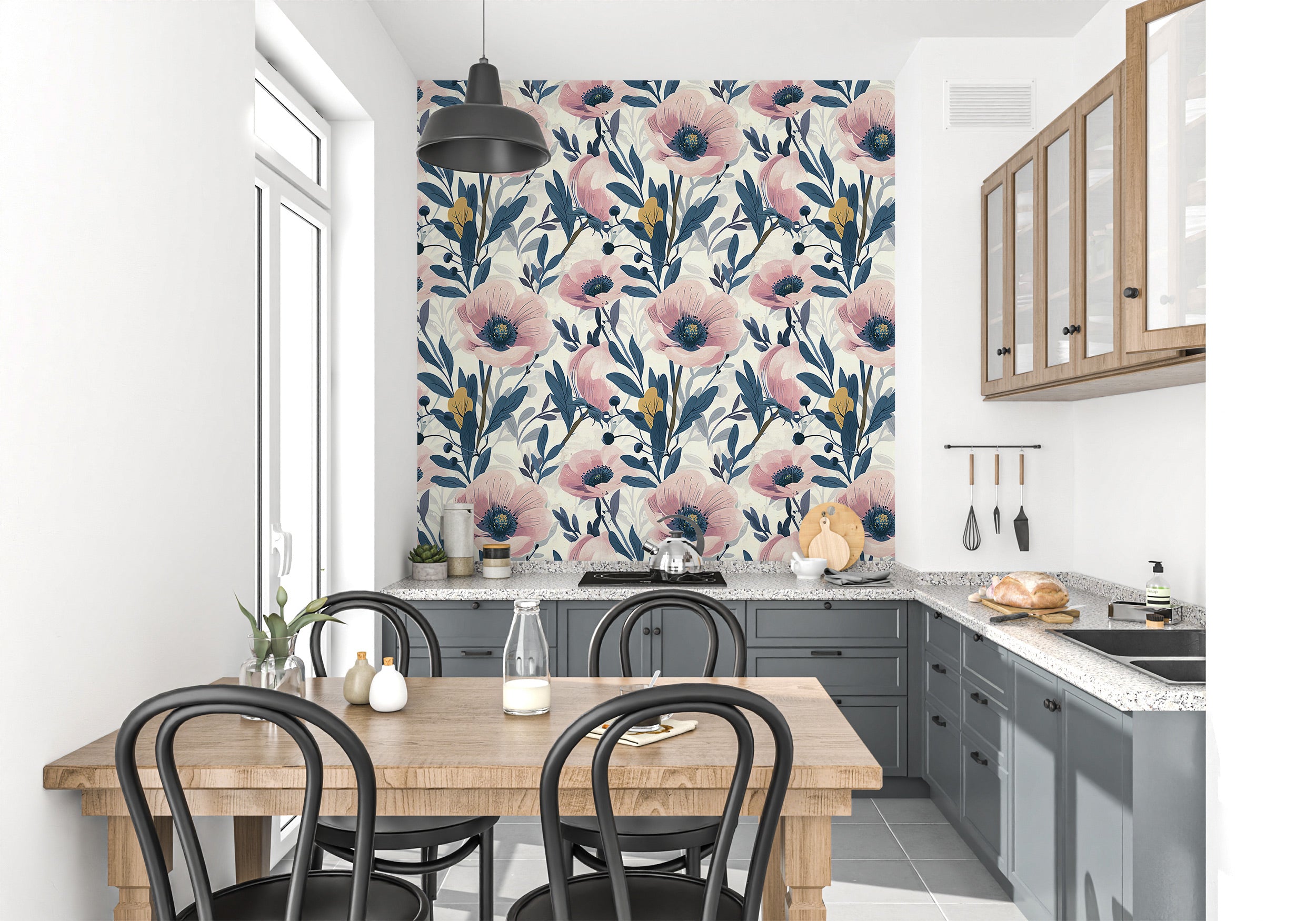 Floral wall decal for kitchen