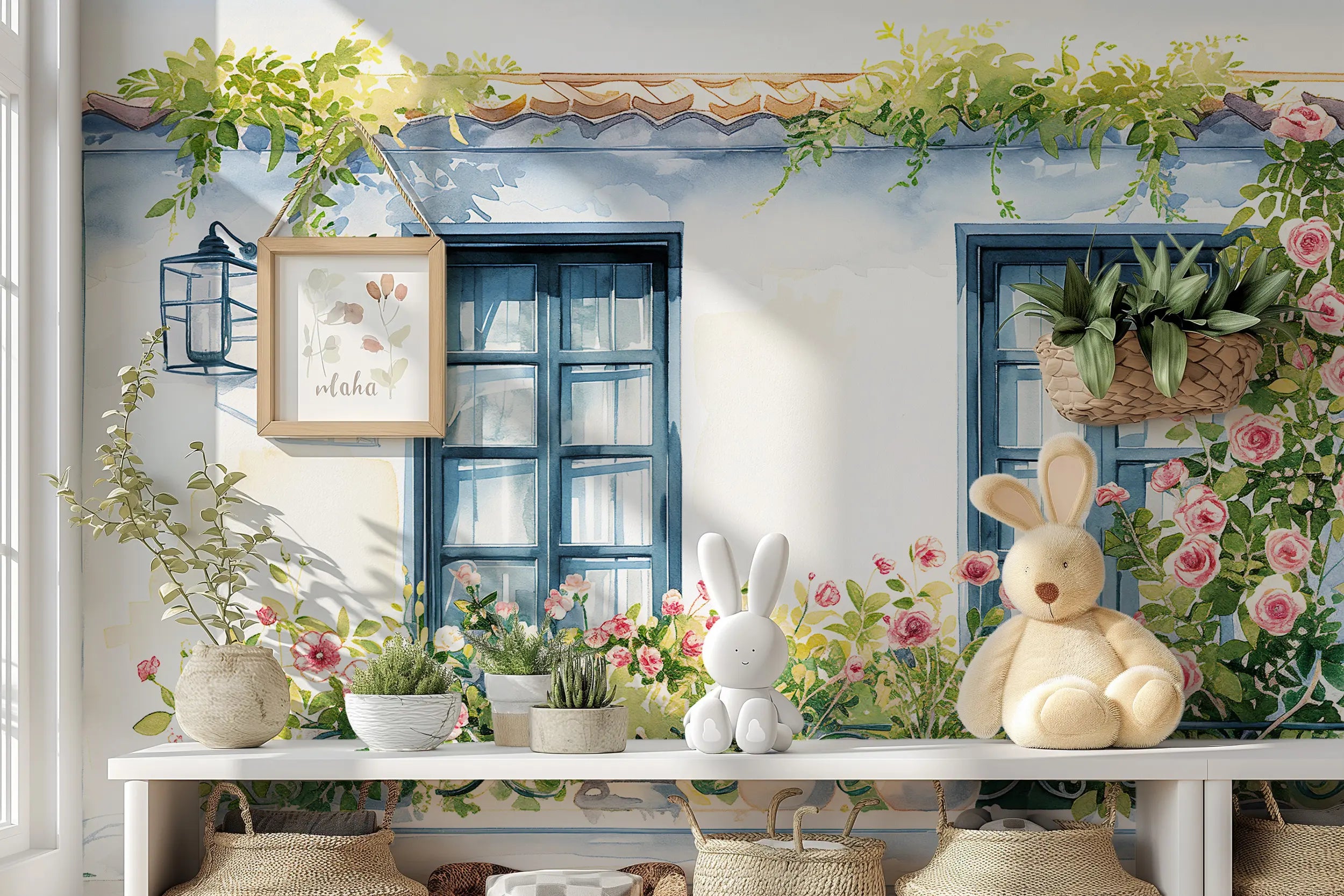 Eco-friendly floral nursery mural