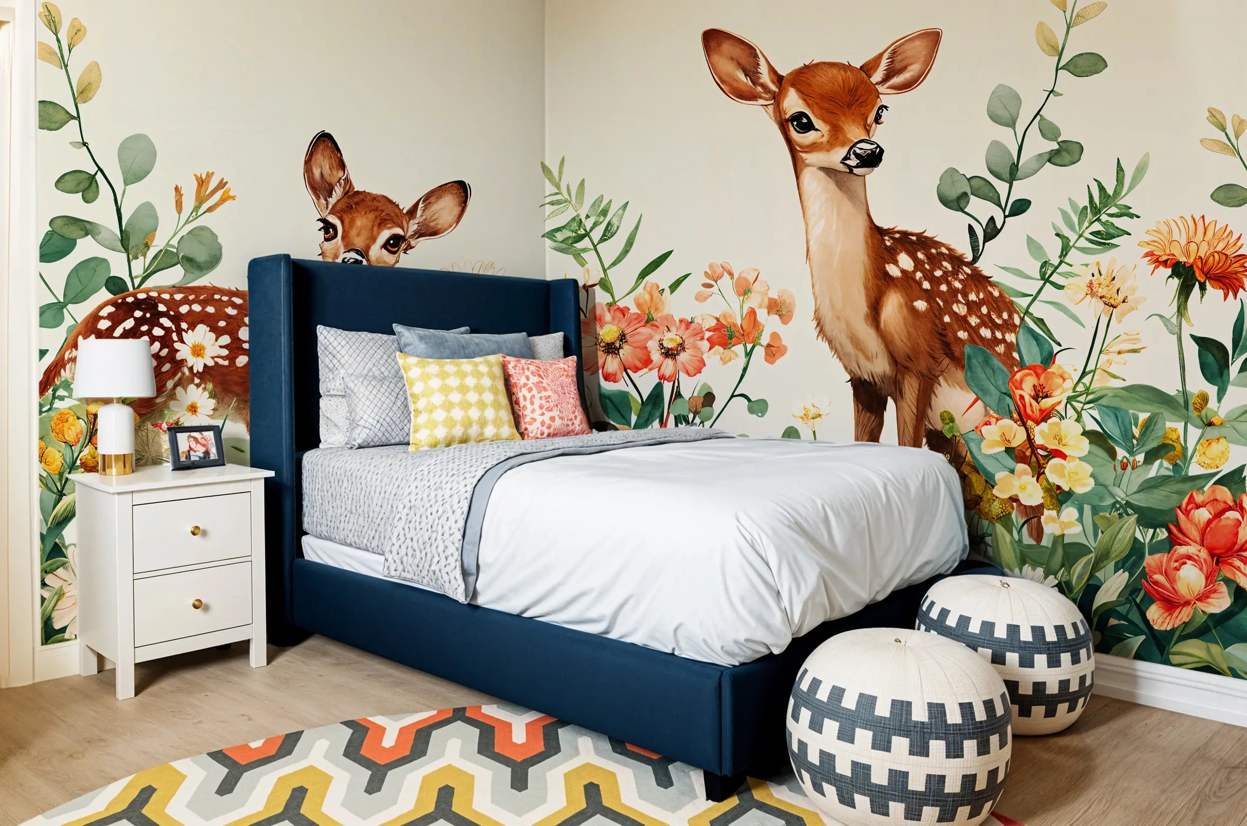 Temporary floral mural for children