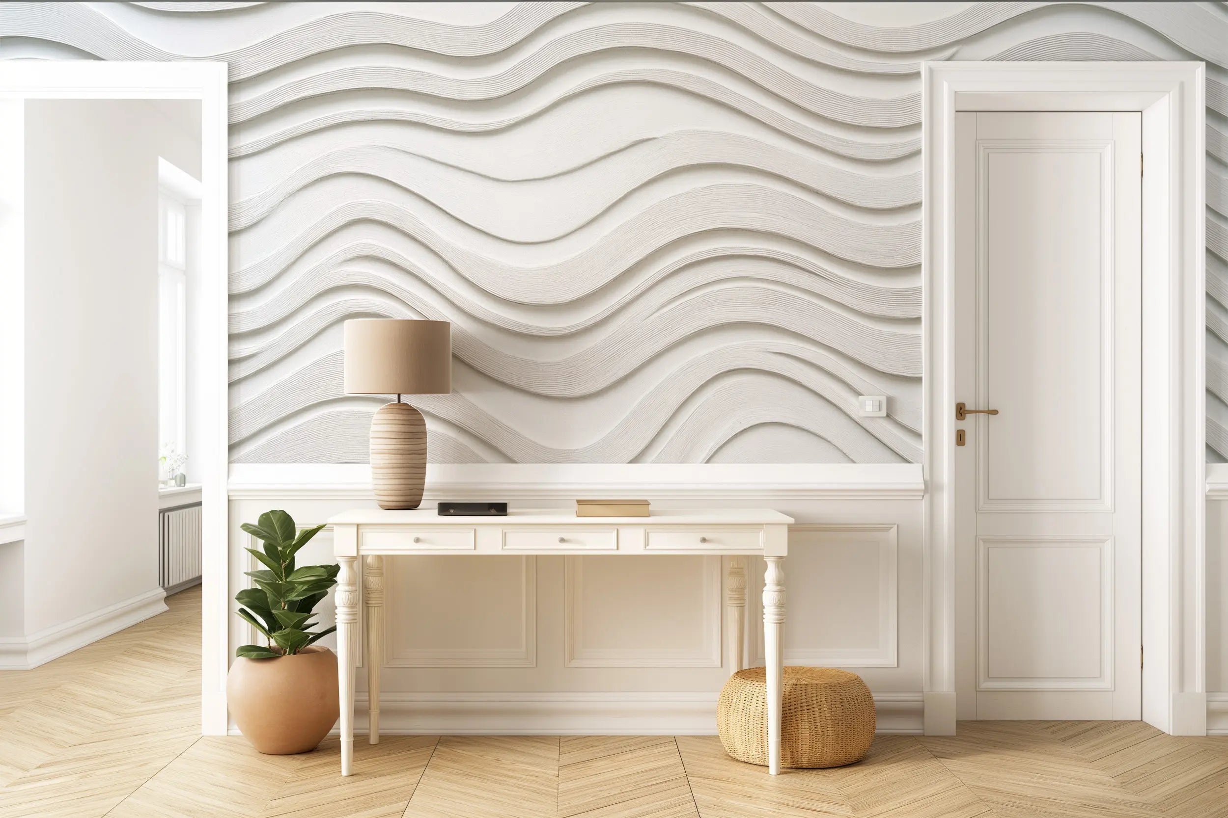 Wavy line art mural