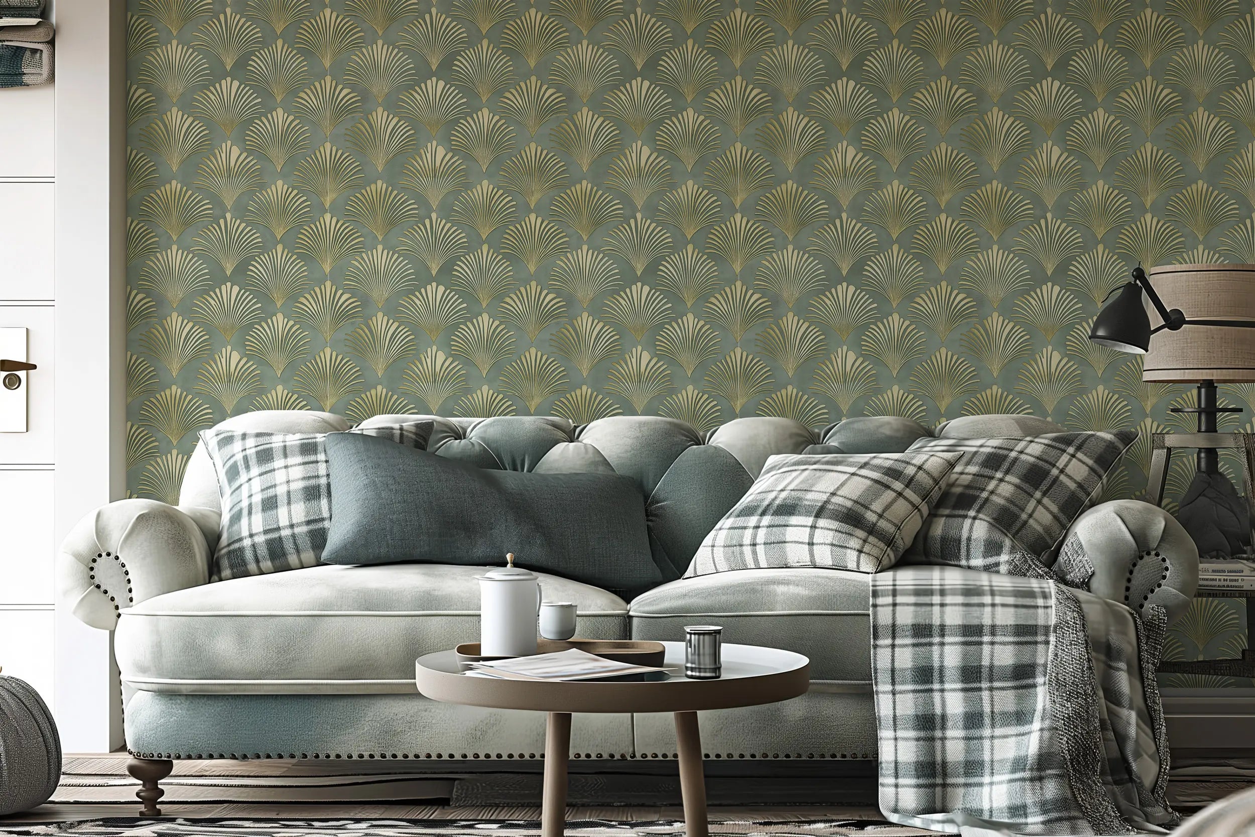 Renter-friendly gold wallpaper