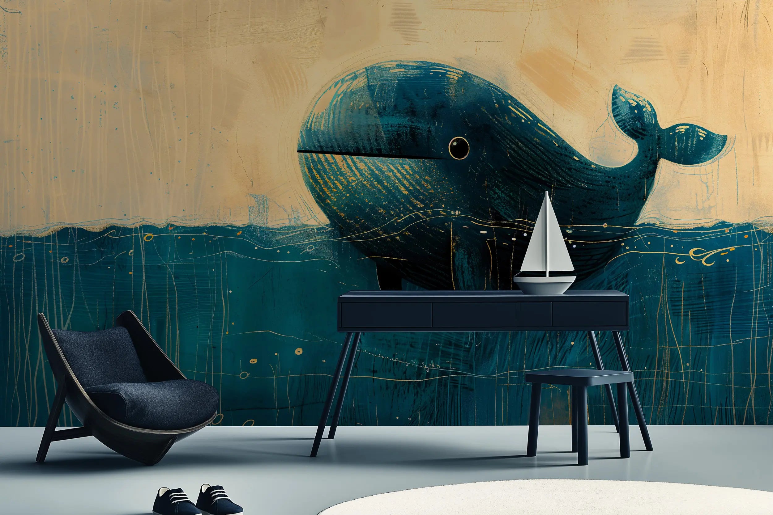 Temporary underwater mural for children