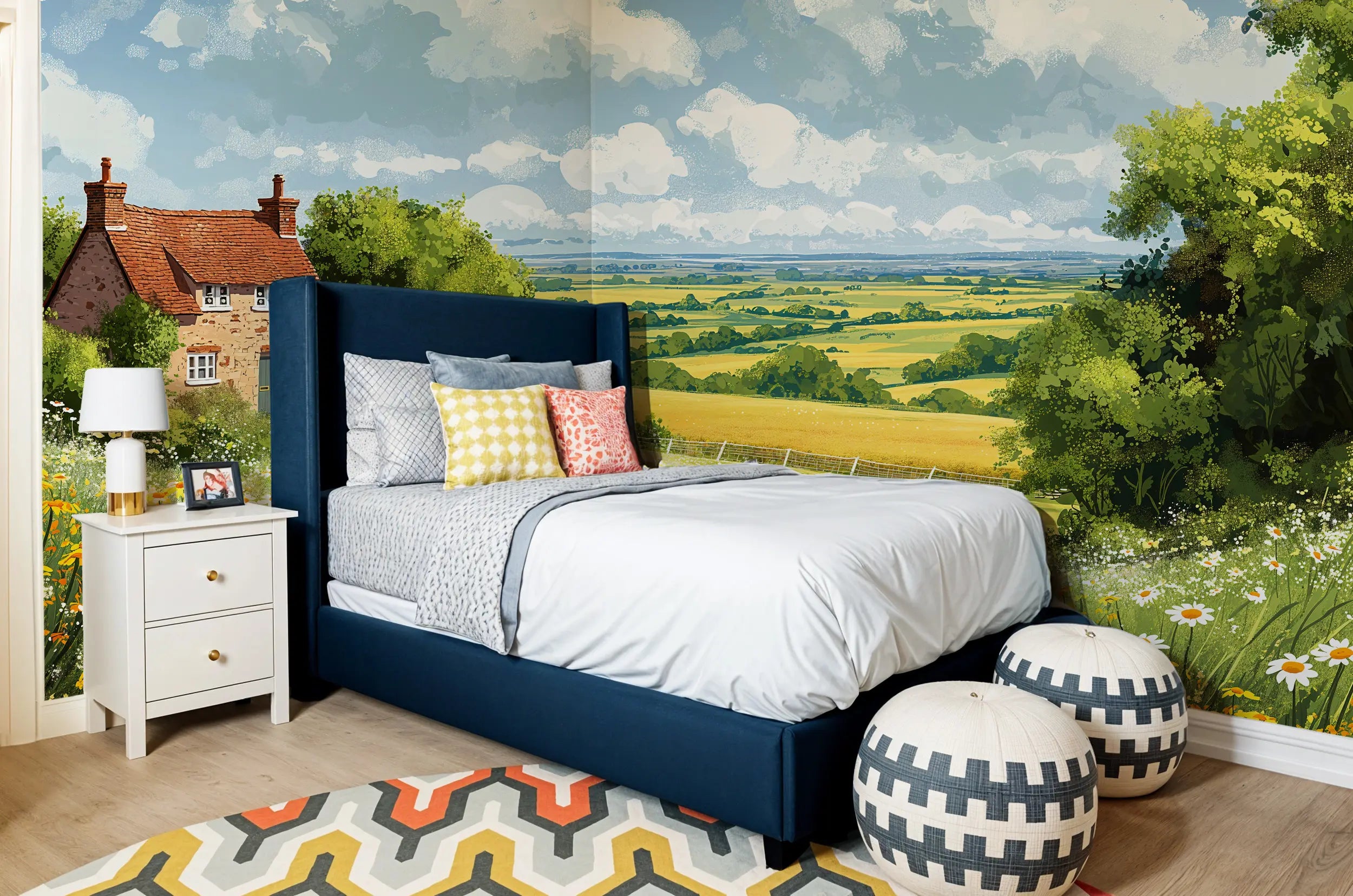 Self-adhesive landscape mural