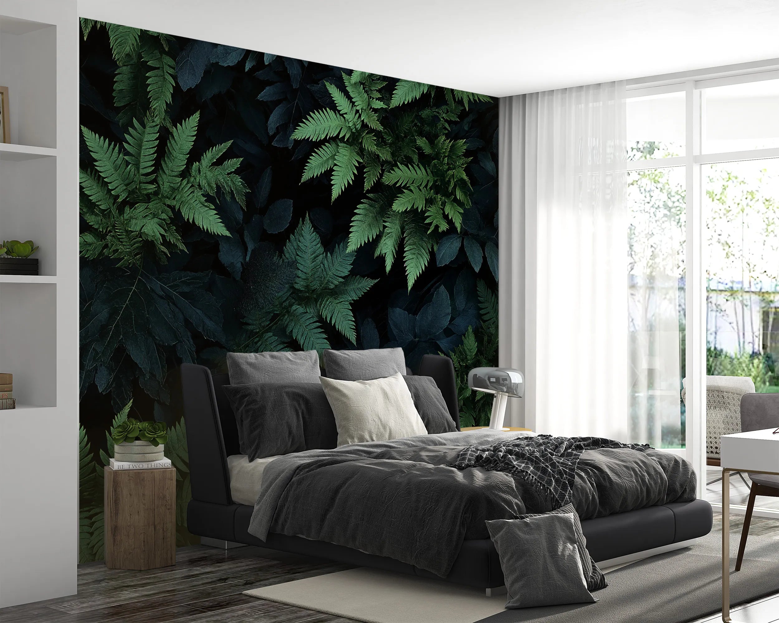 Dark leaf mural for home