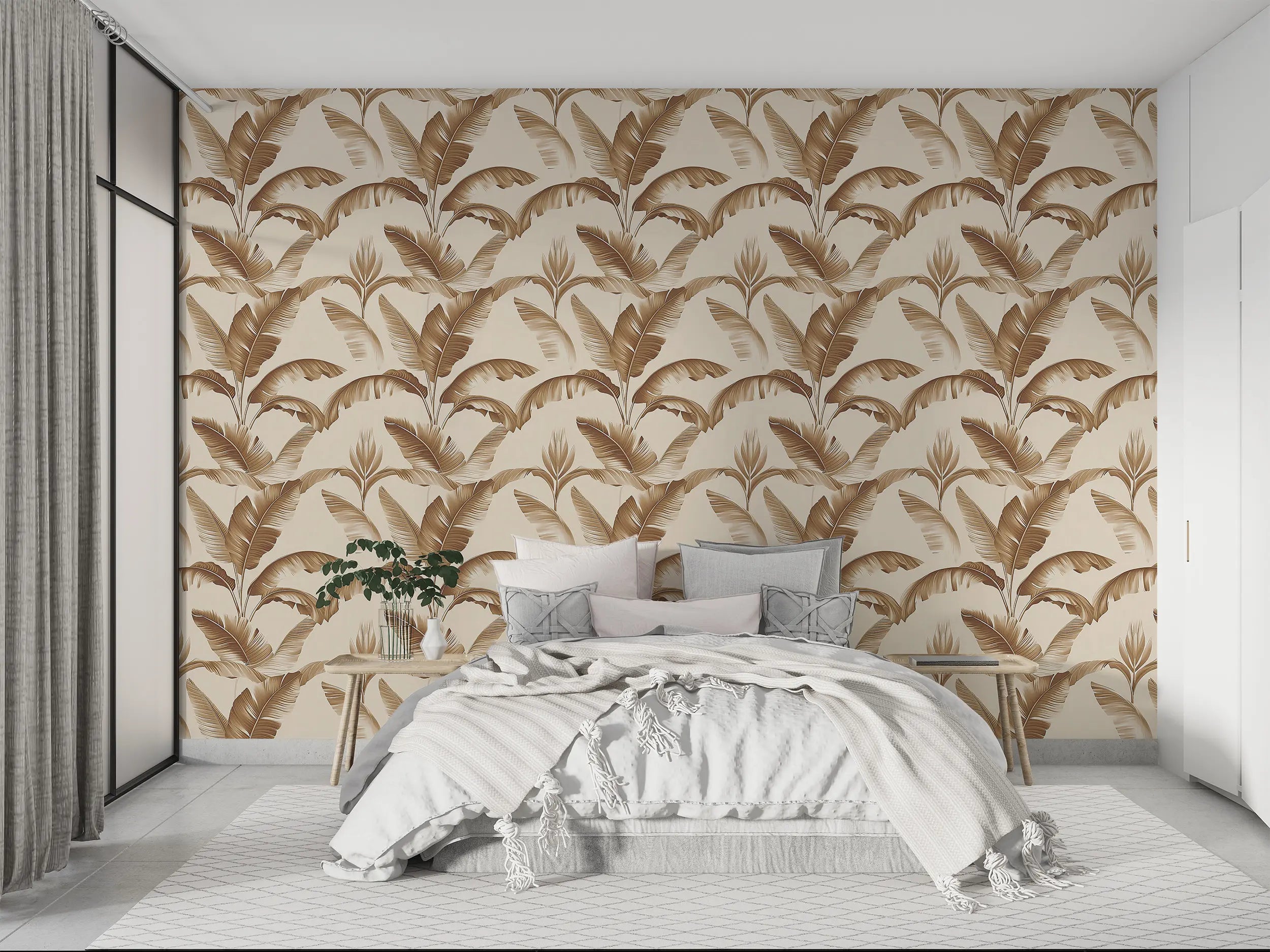 Renters-friendly tropical wallpaper