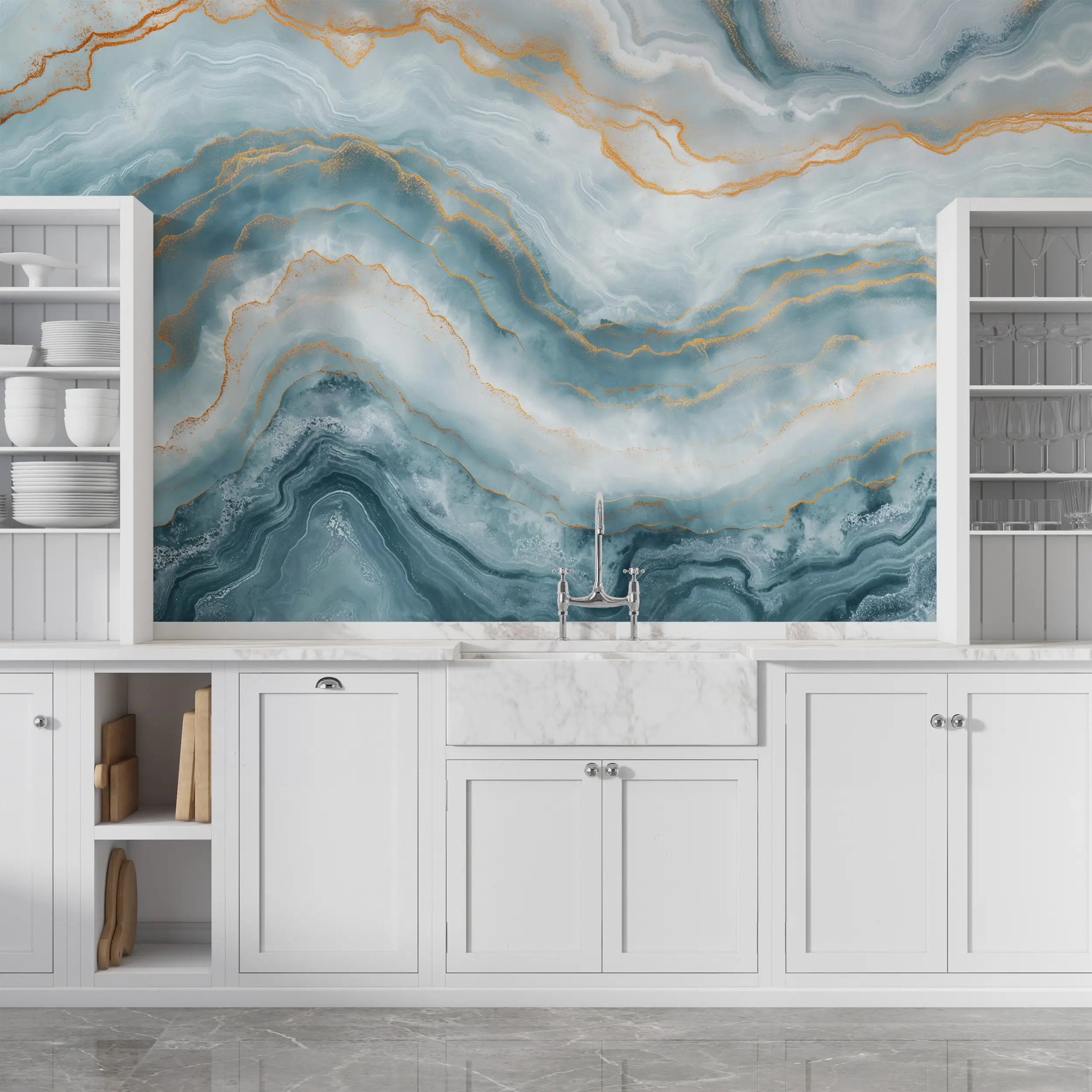 Marble mural for kitchen