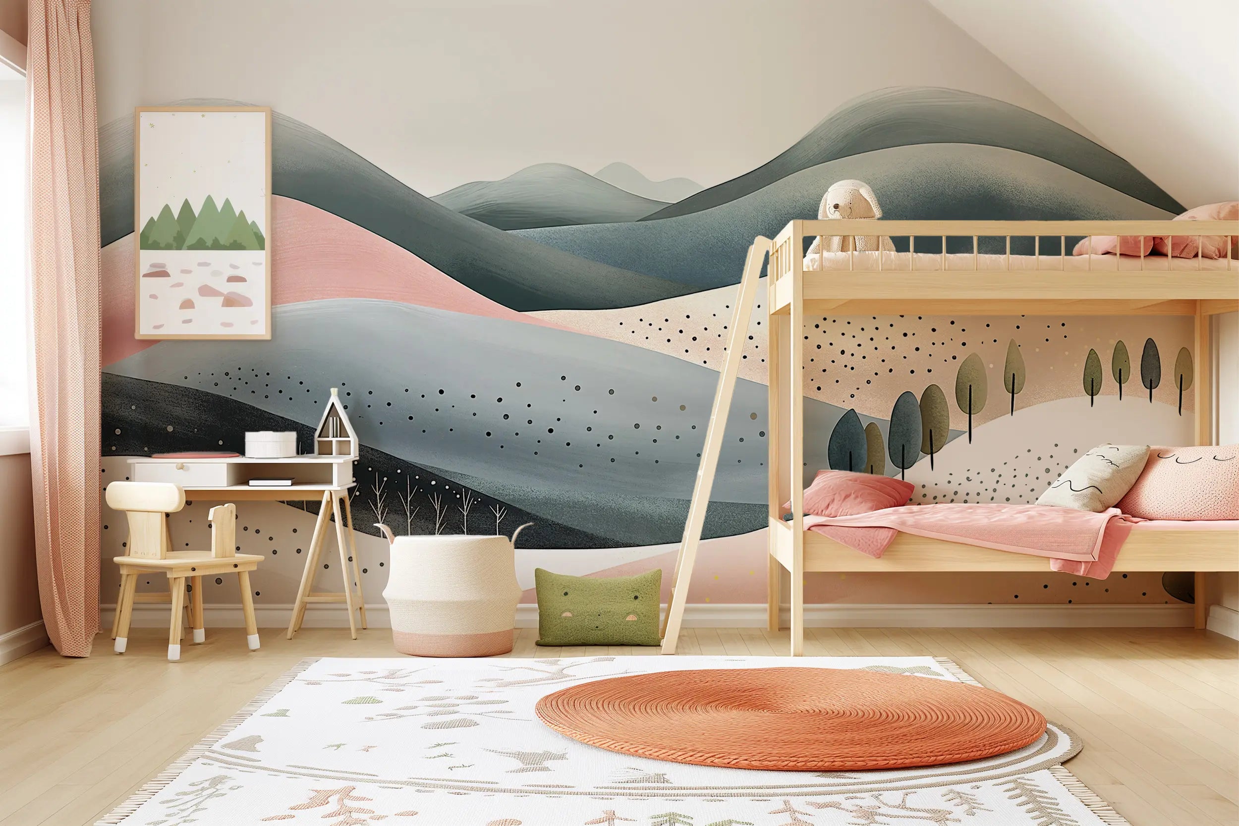 Soft pastel hills wallpaper for nursery