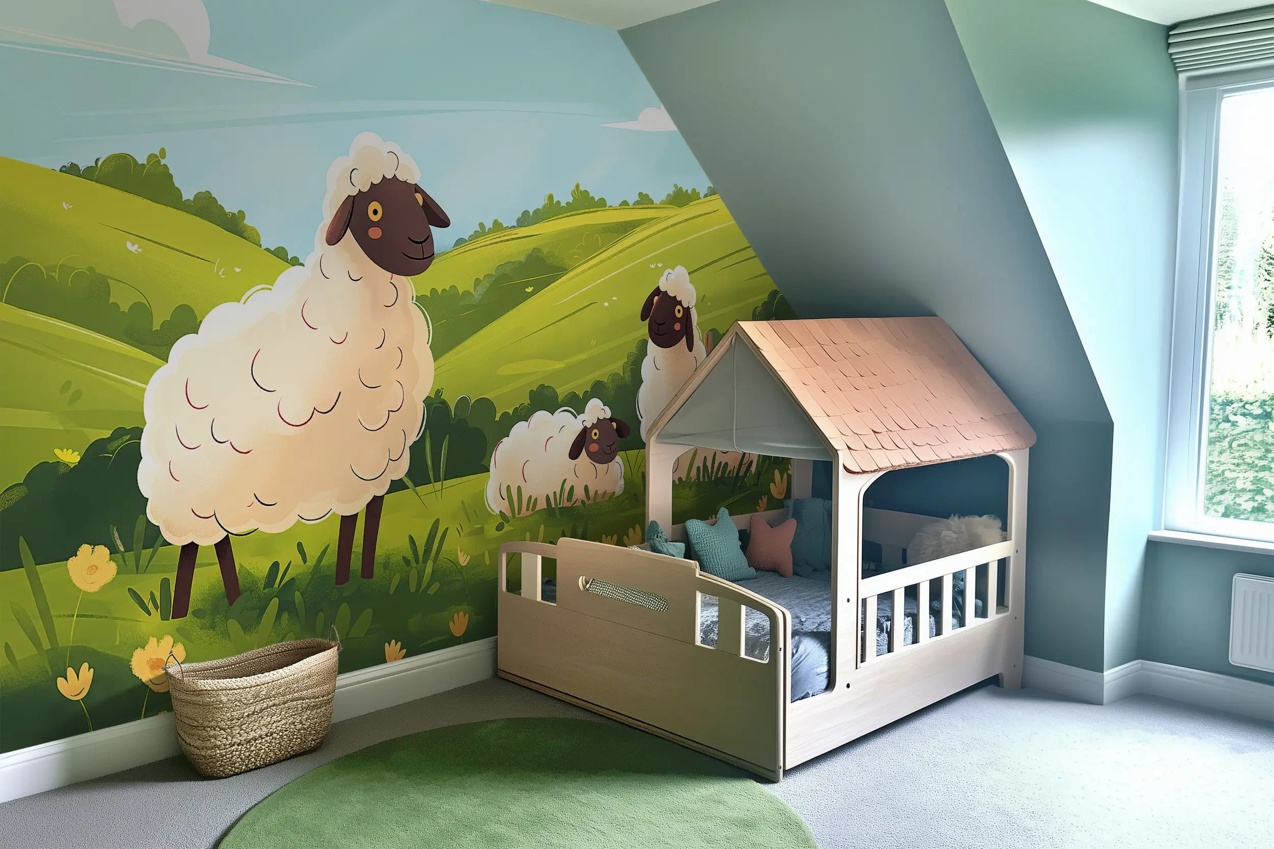 Pastoral scene wall sticker for kids