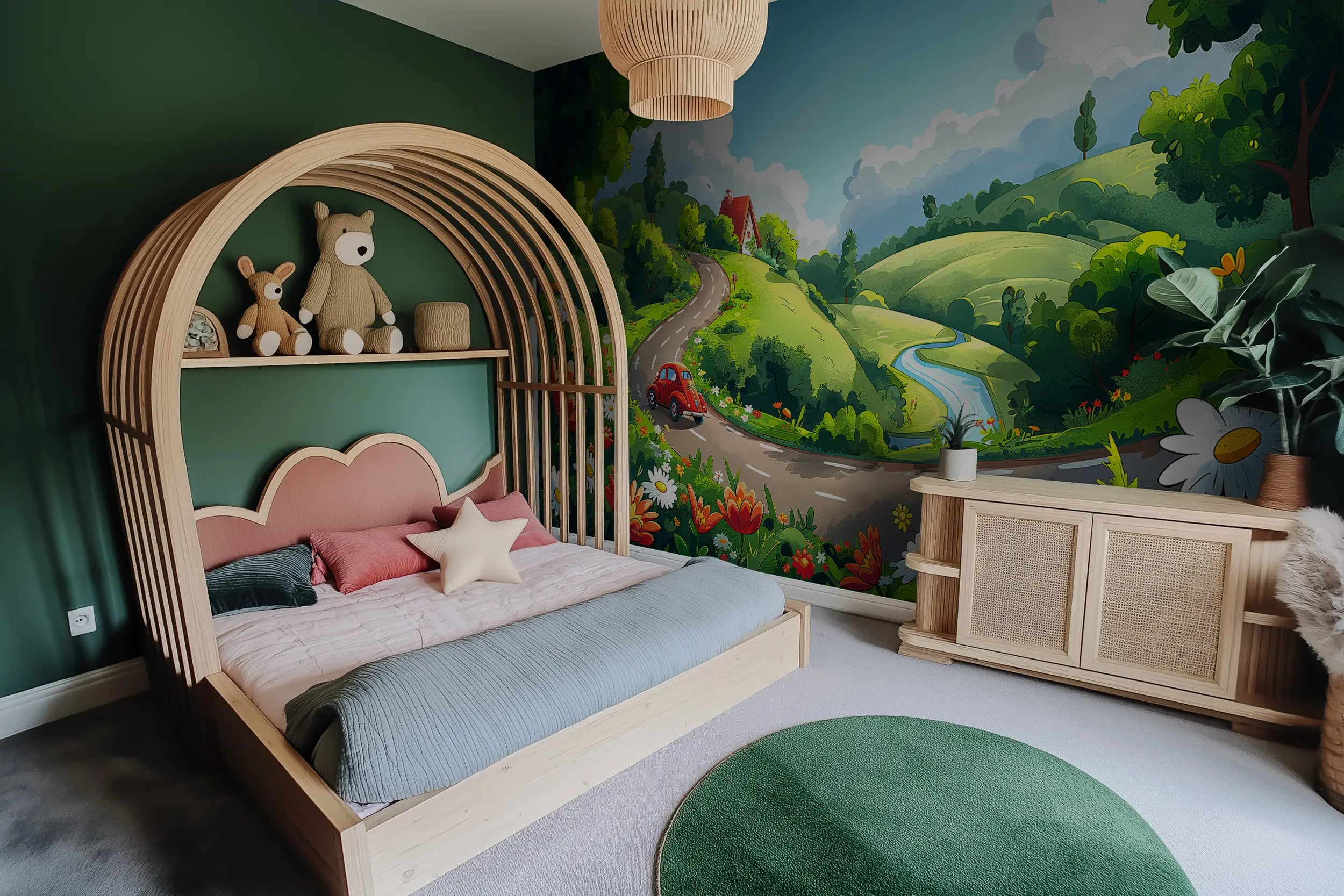 Colourful countryside scene for children