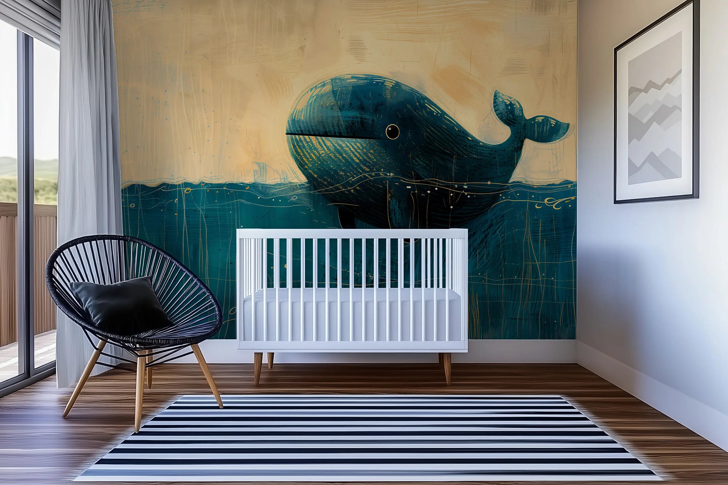 Kids room whale wallpaper