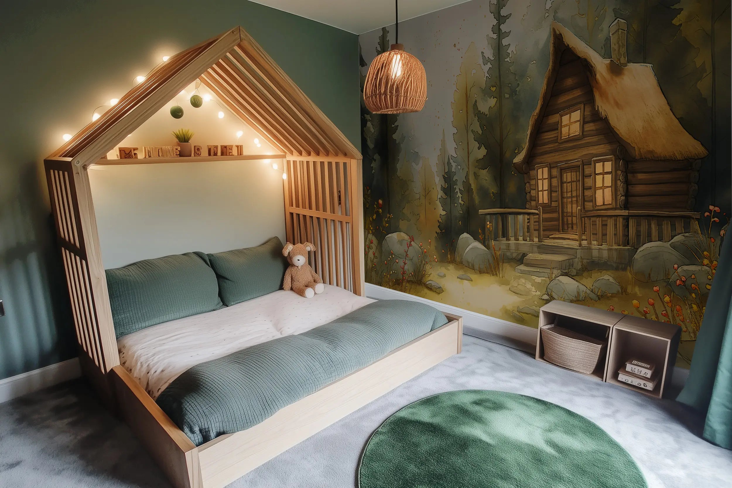 Self-adhesive woodland mural