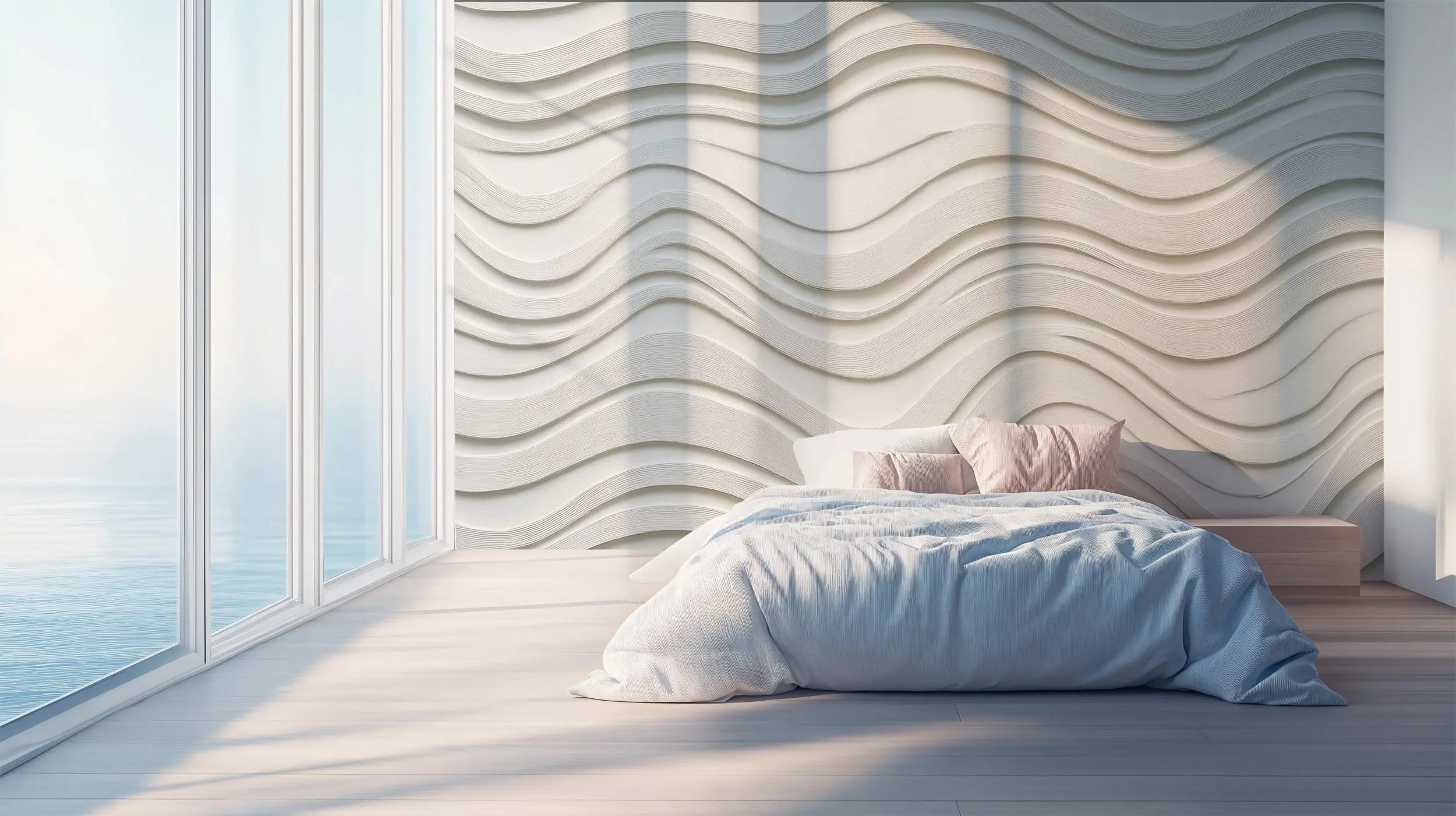 Wavy line art mural